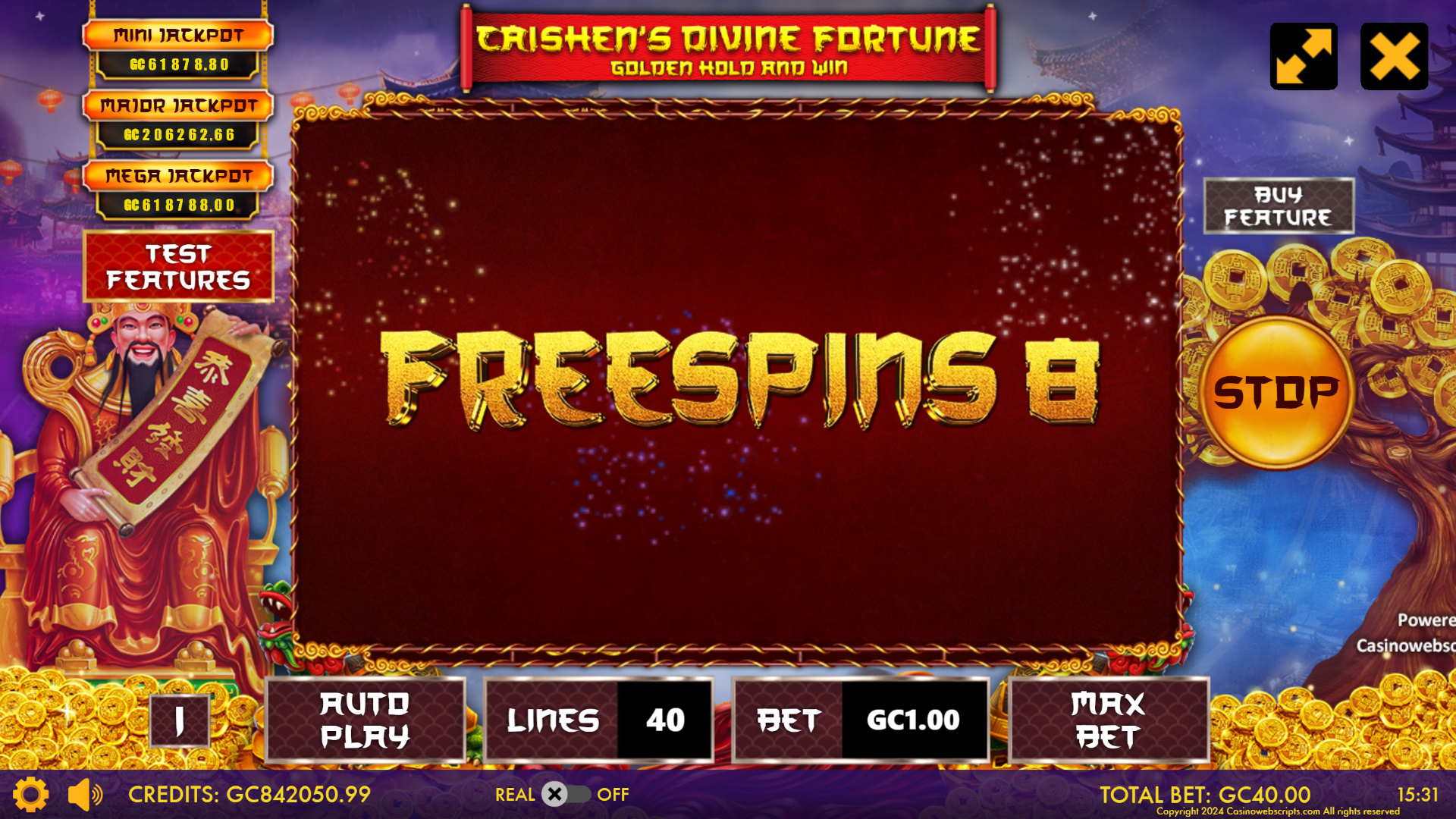 Caishen Divine Fortune - Golden Hold and Win  - FS Trigger
