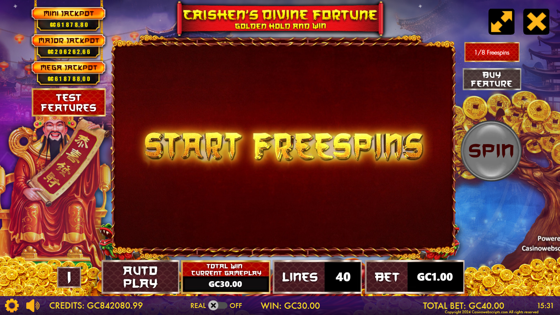 Caishen Divine Fortune - Golden Hold and Win  - FS Start
