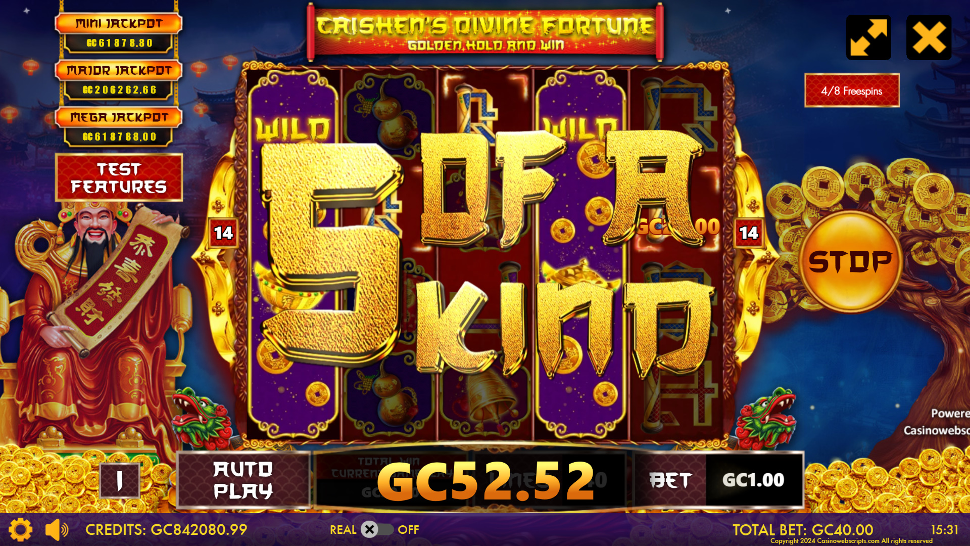 Caishen Divine Fortune - Golden Hold and Win  - 5 of a Kind