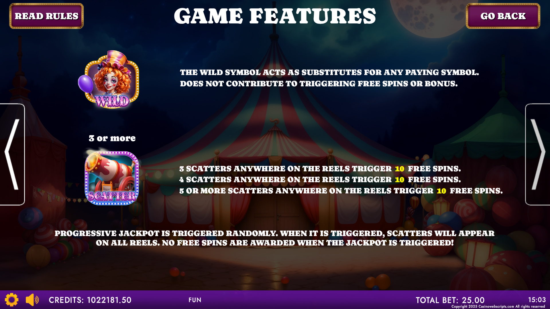 Circus - Wild Gala - Features