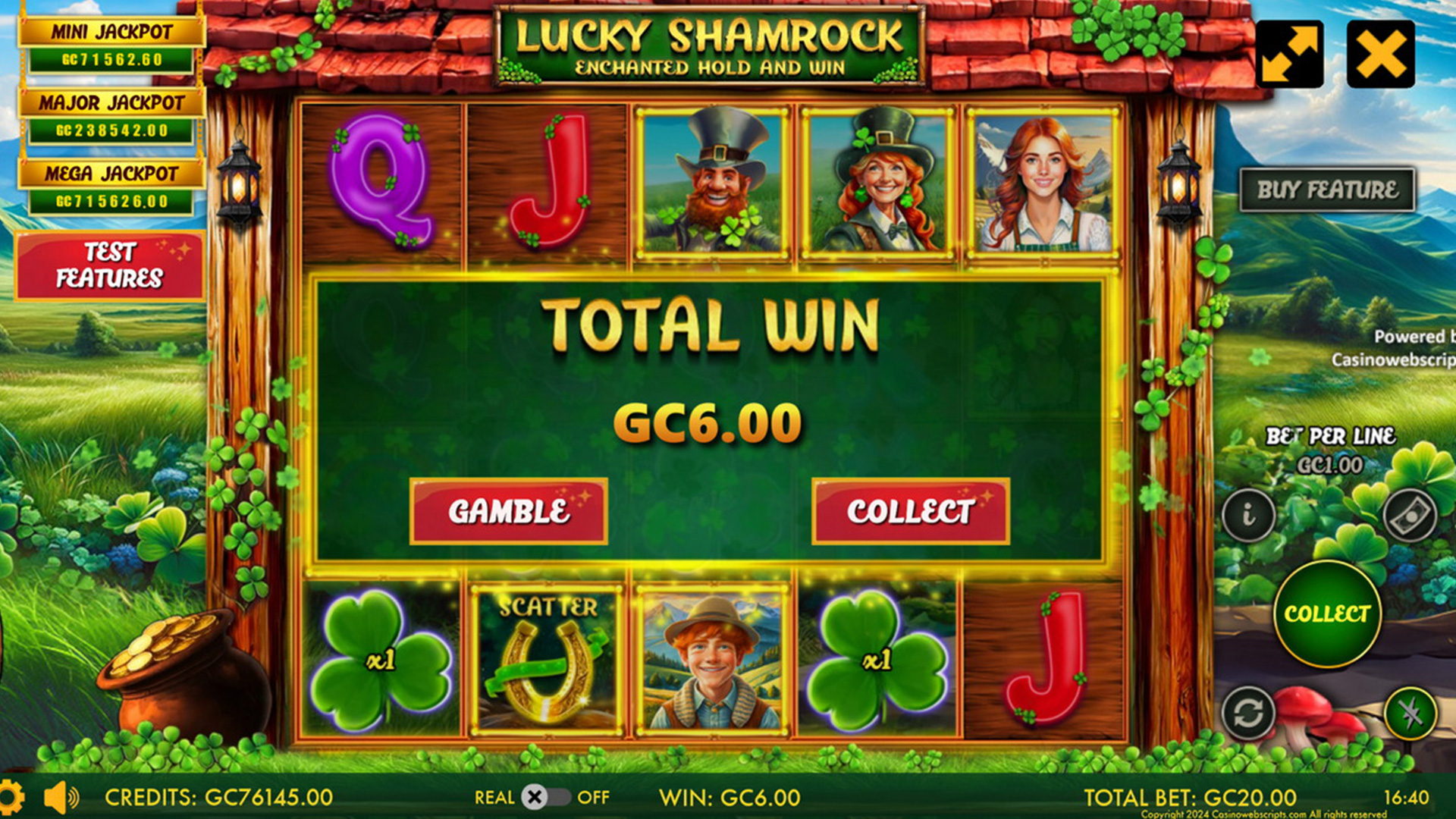 Lucky Shamrock - Enchanted Hold and Win - Win
