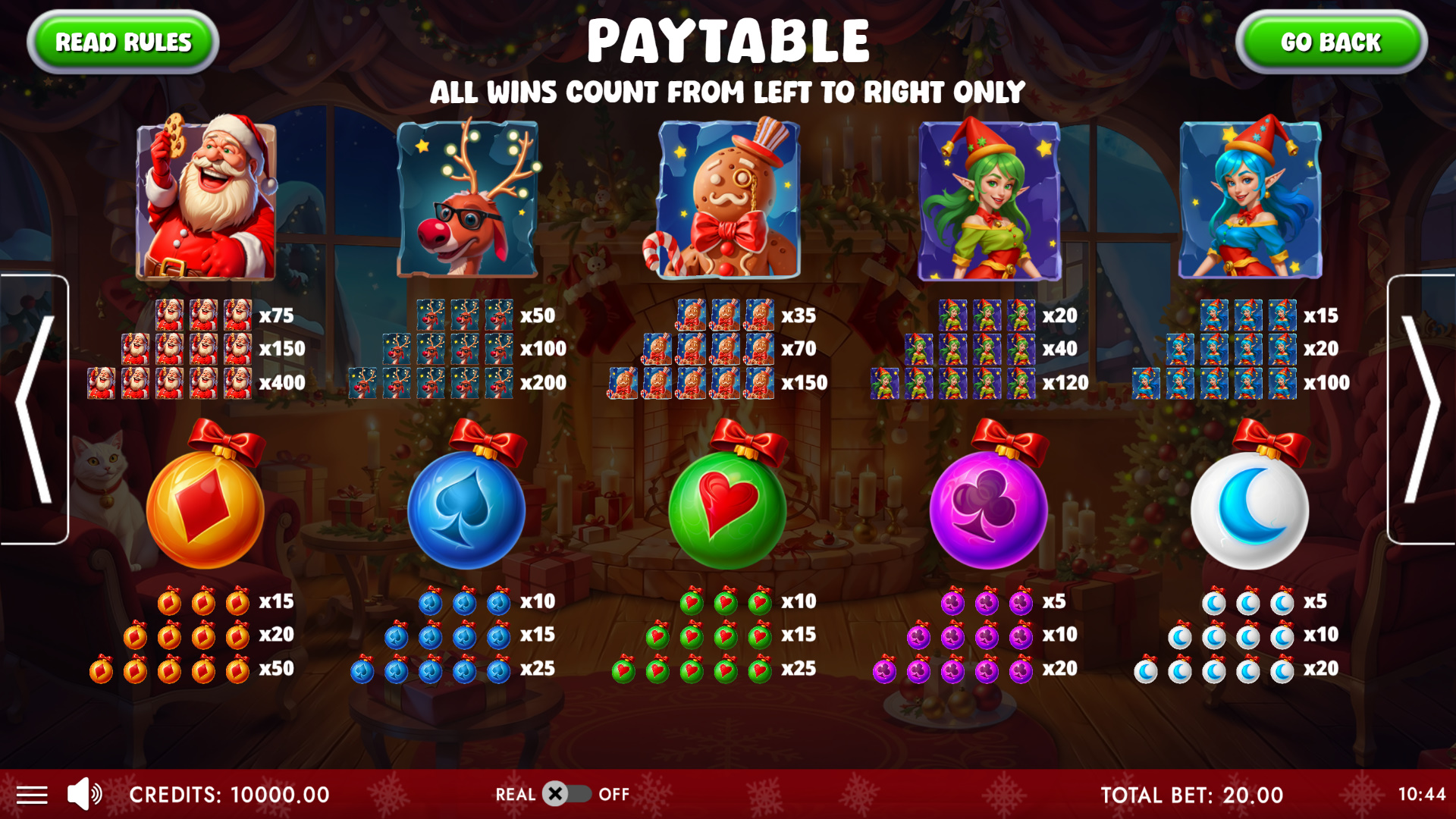 XMas Wild Rush - Paytable