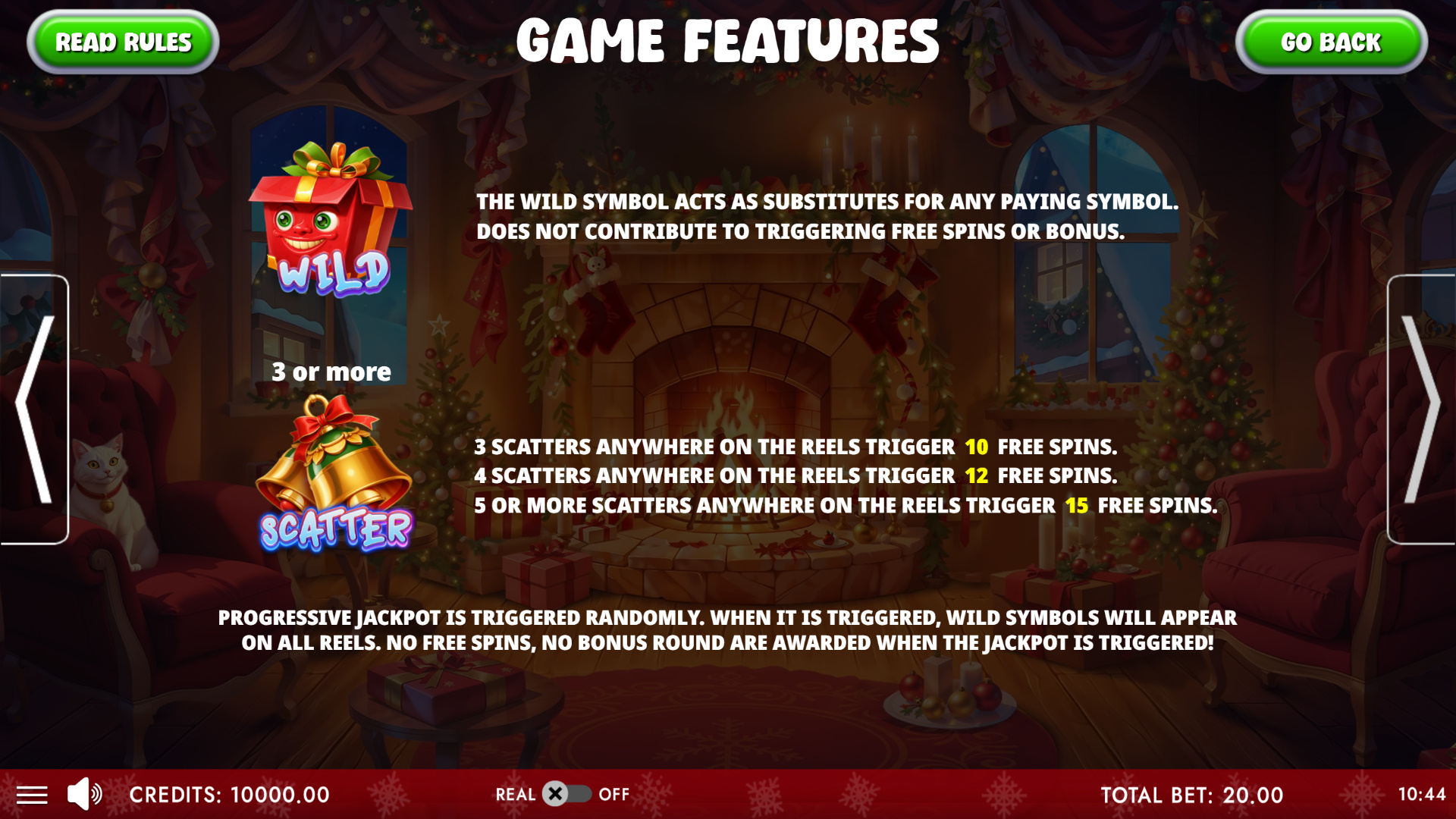 XMas Wild Rush game features showing wild multiplier