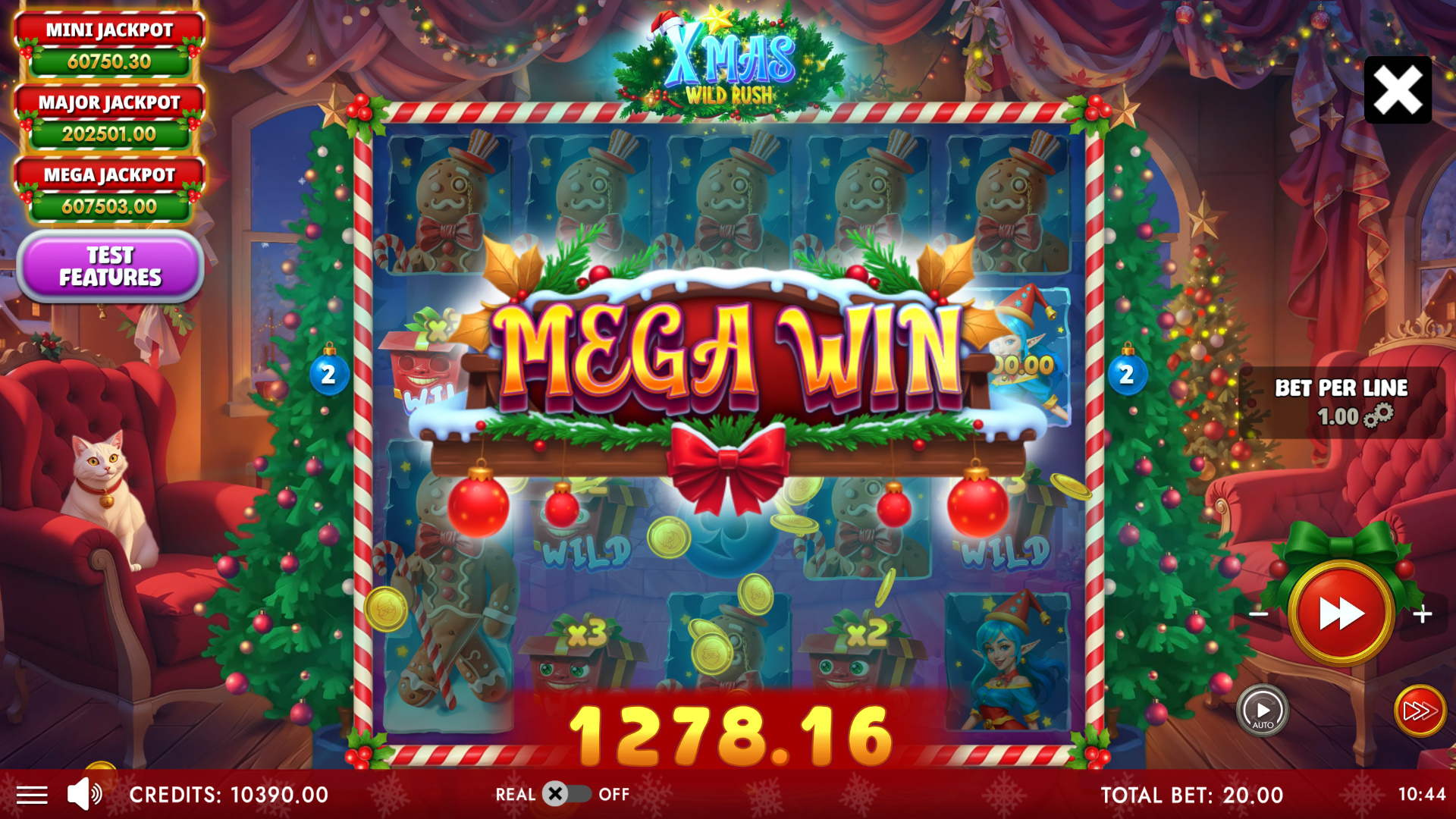 XMas Wild Rush mega win celebration