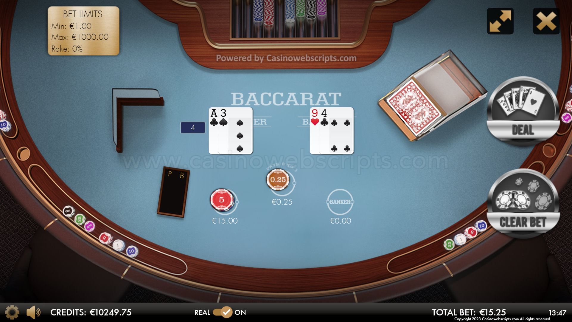Baccarat Deluxe HTML5 Mobile and PC - Preview