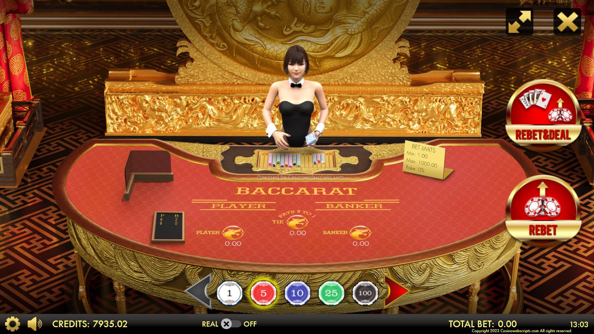 Baccarat 3D Dragon Edition table view