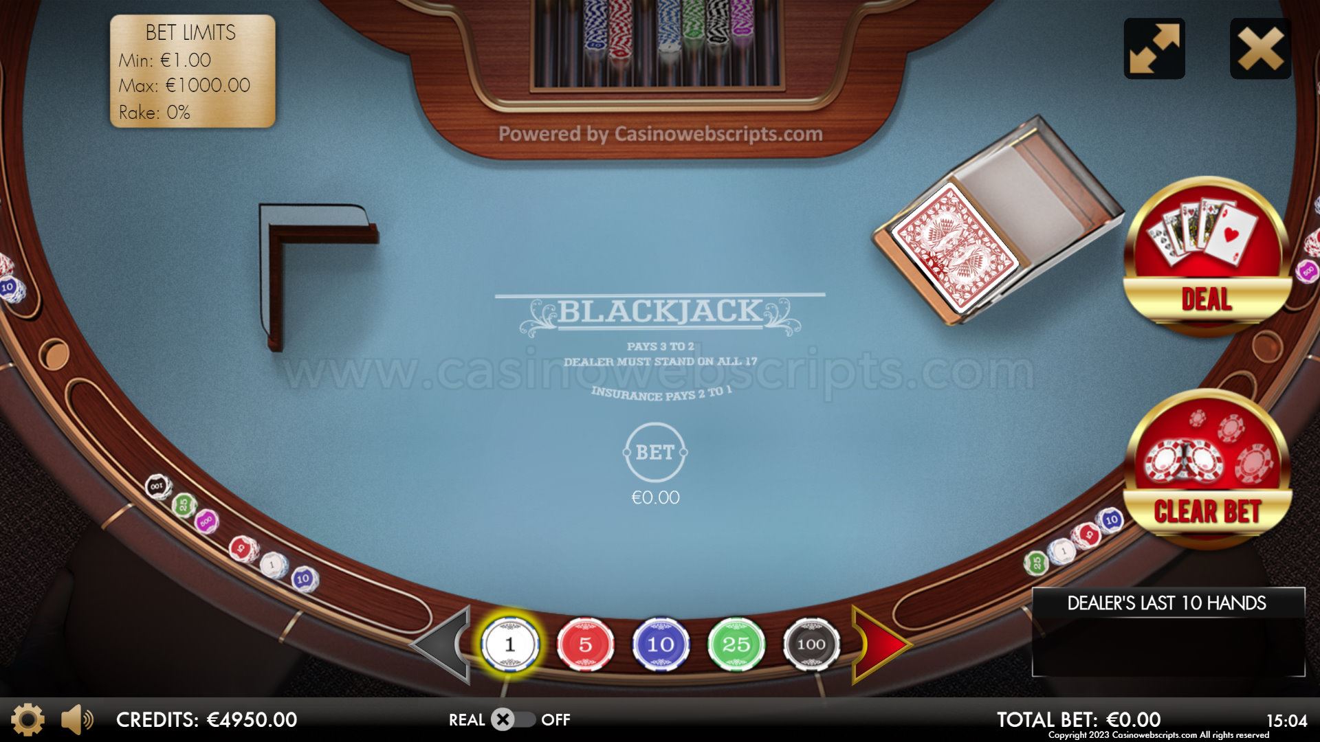 BlackJack 21 Classic Deluxe HTML5 Mobile and PC - Preview