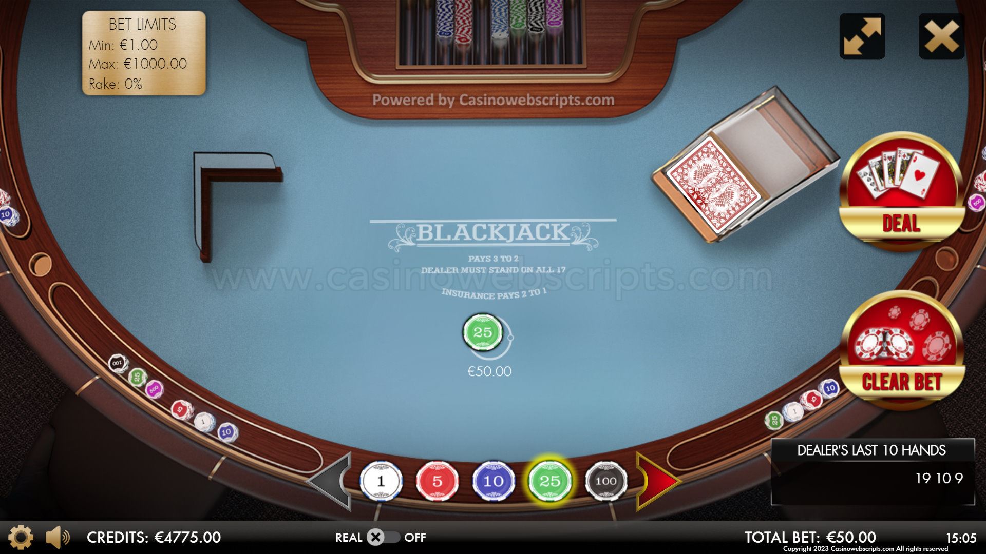 BlackJack 21 Classic Deluxe HTML5 Mobile and PC - Preview
