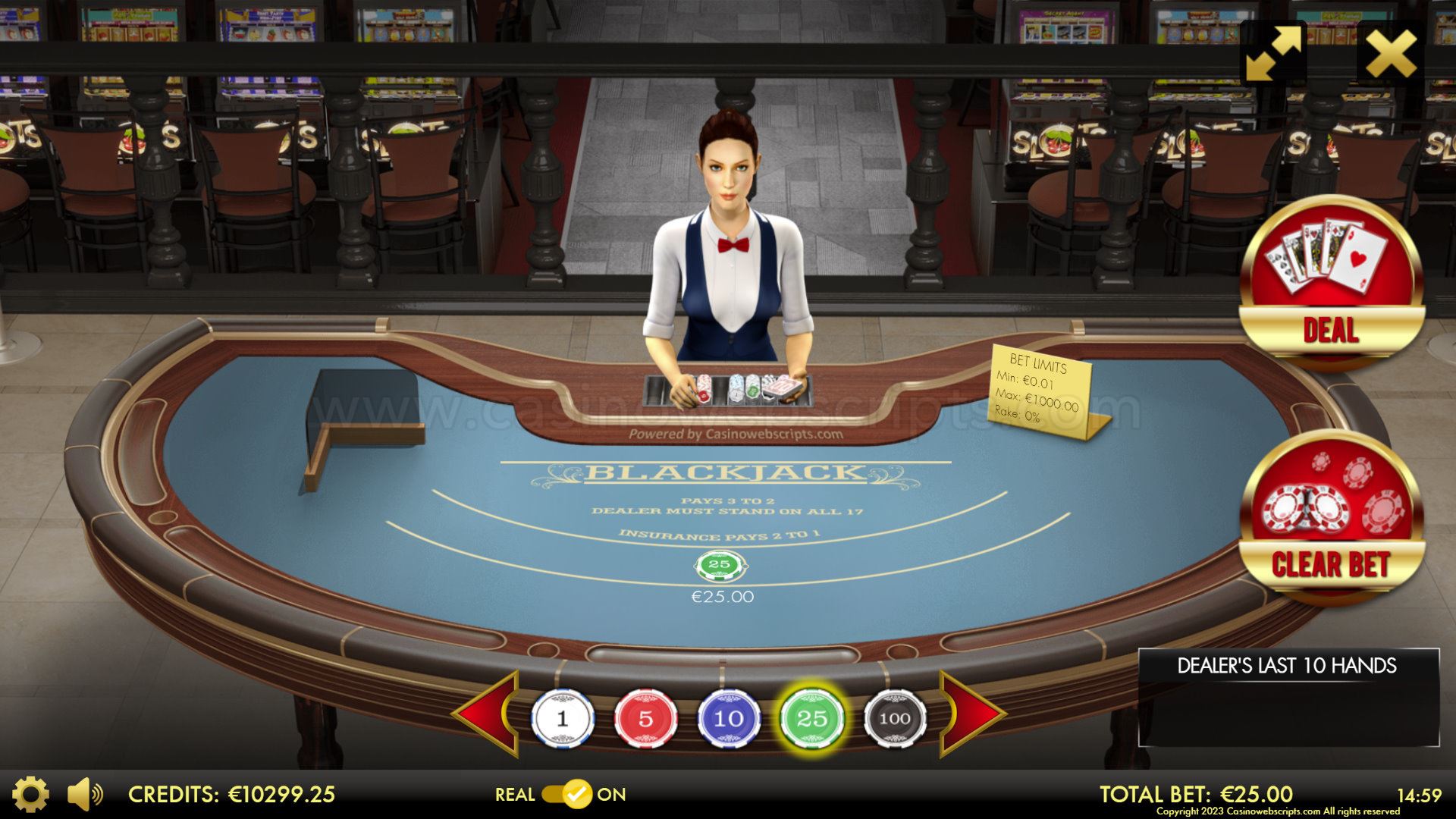 BlackJack 21 Classic 3D Dealer Deluxe HTML5 Mobile and PC - Preview