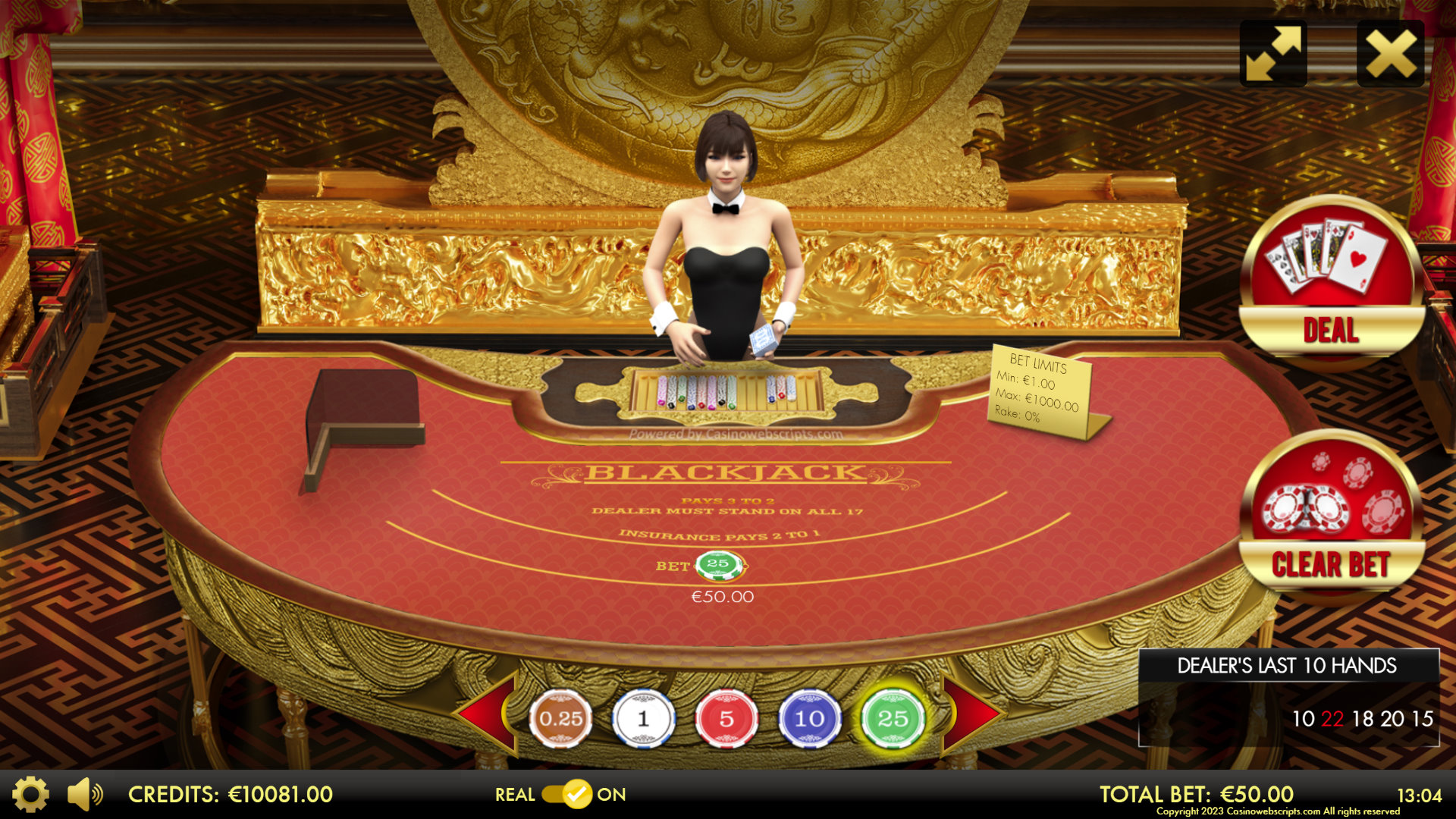 BlackJack-21 3D Dragon Edition win result