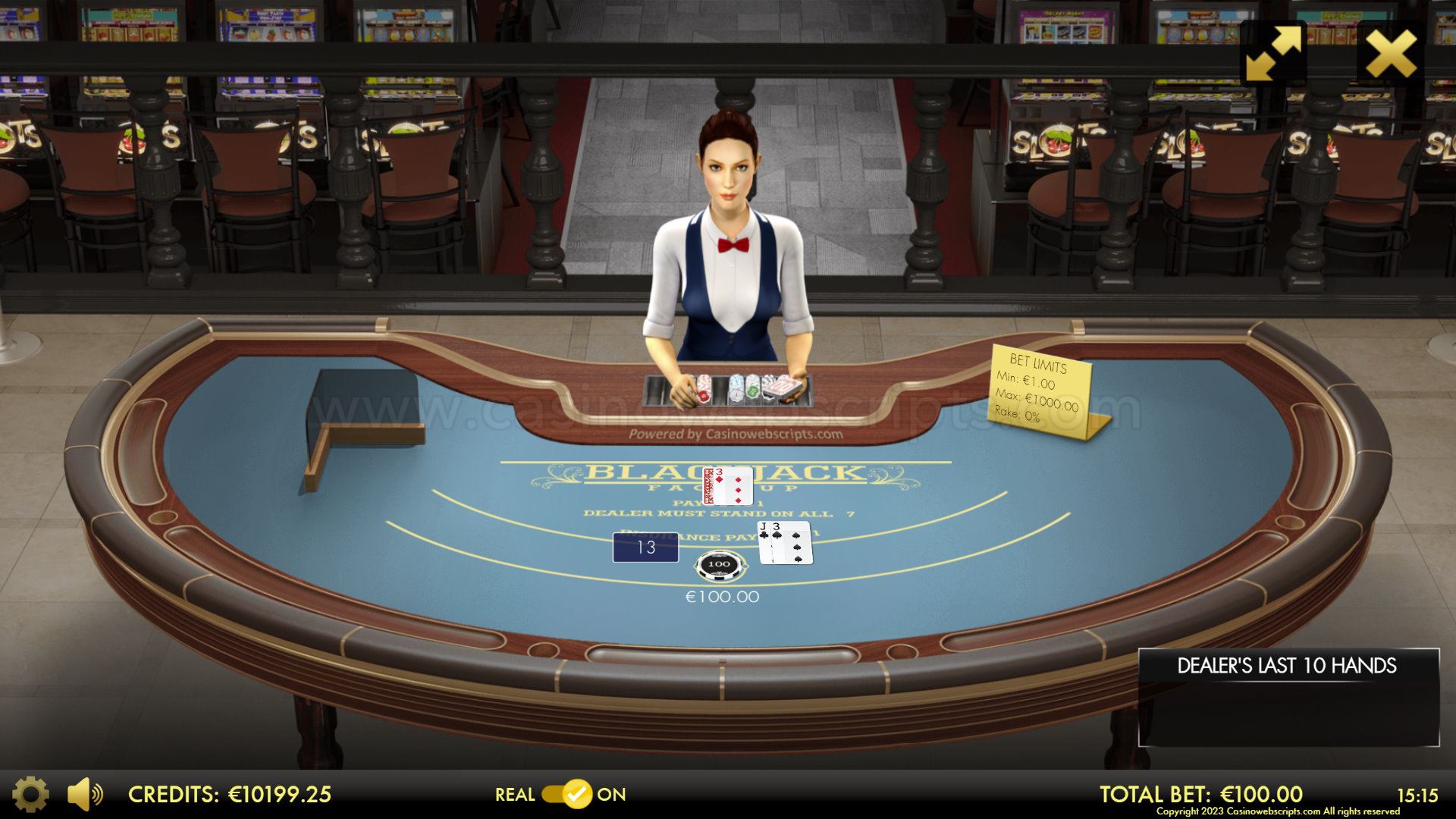 BlackJack 21 FaceUp 3D Dealer Deluxe HTML5 Mobile and PC - Preview