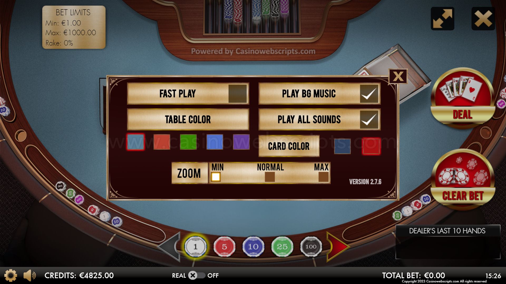 Blackjack 21 Surrender Deluxe HTML5 Mobile and PC - Preview