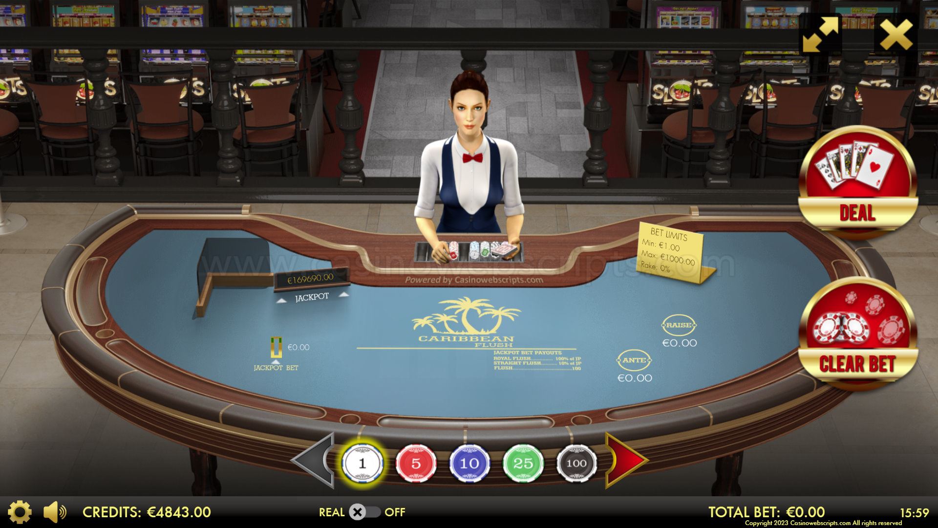 Caribbean Flush 3D Dealer Deluxe HTML5 Mobile and PC - Preview