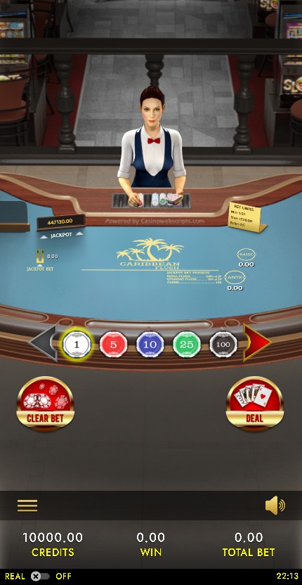 Caribbean Flush 3D Dealer Deluxe HTML5 Mobile and PC mobile