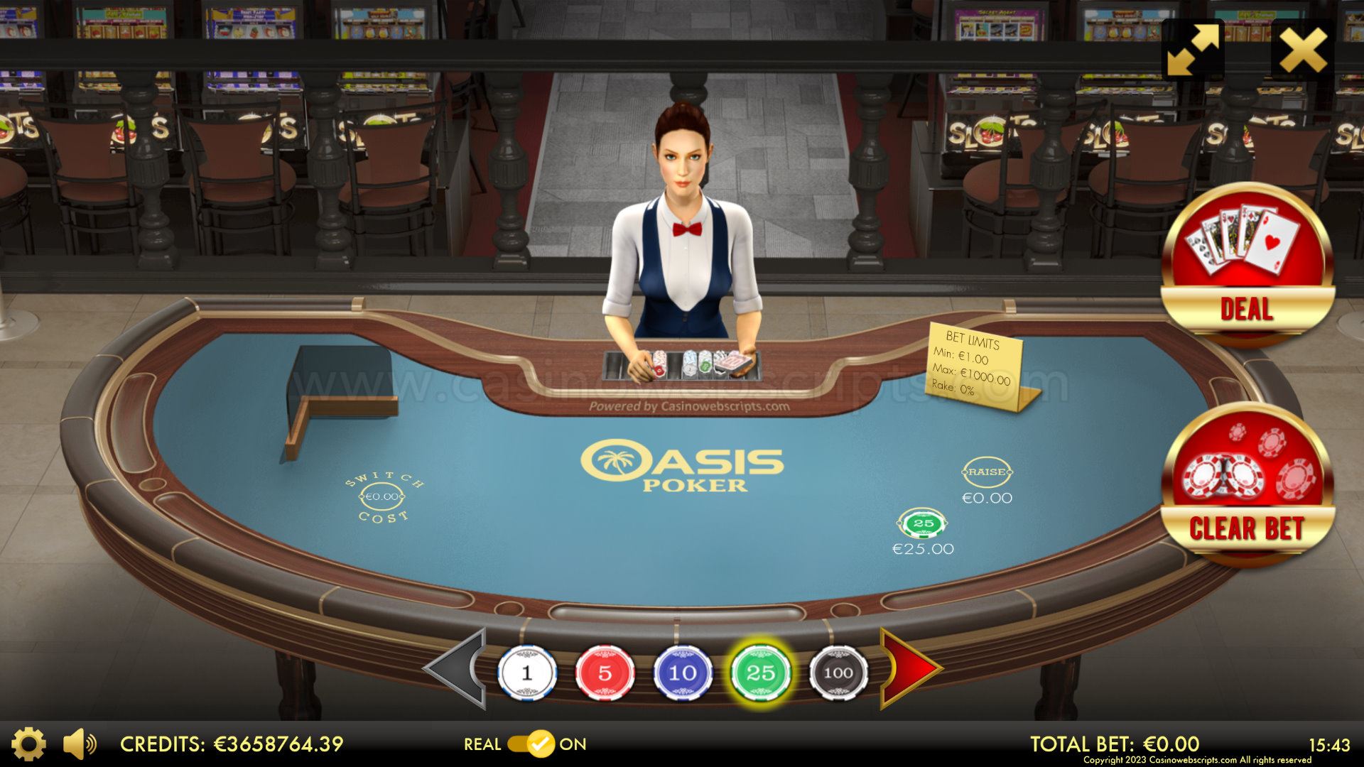 Oasis Poker 3D Dealer Deluxe HTML5 Mobile and PC - Preview