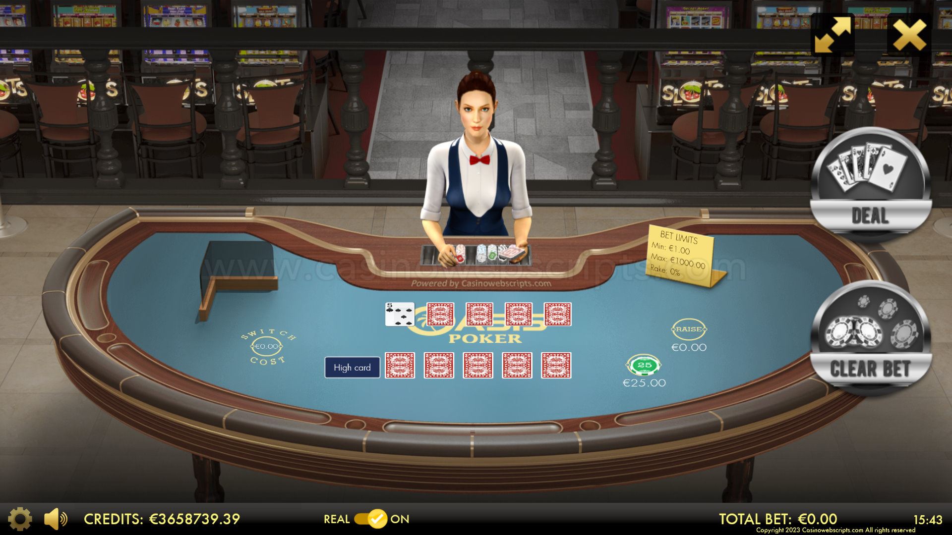 Oasis Poker 3D Dealer Deluxe HTML5 Mobile and PC - Preview