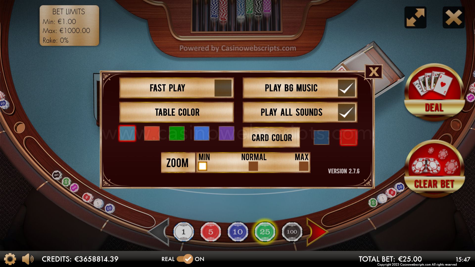 Over or Under 26 4Card Joker Deluxe HTML5 Mobile and PC - Preview