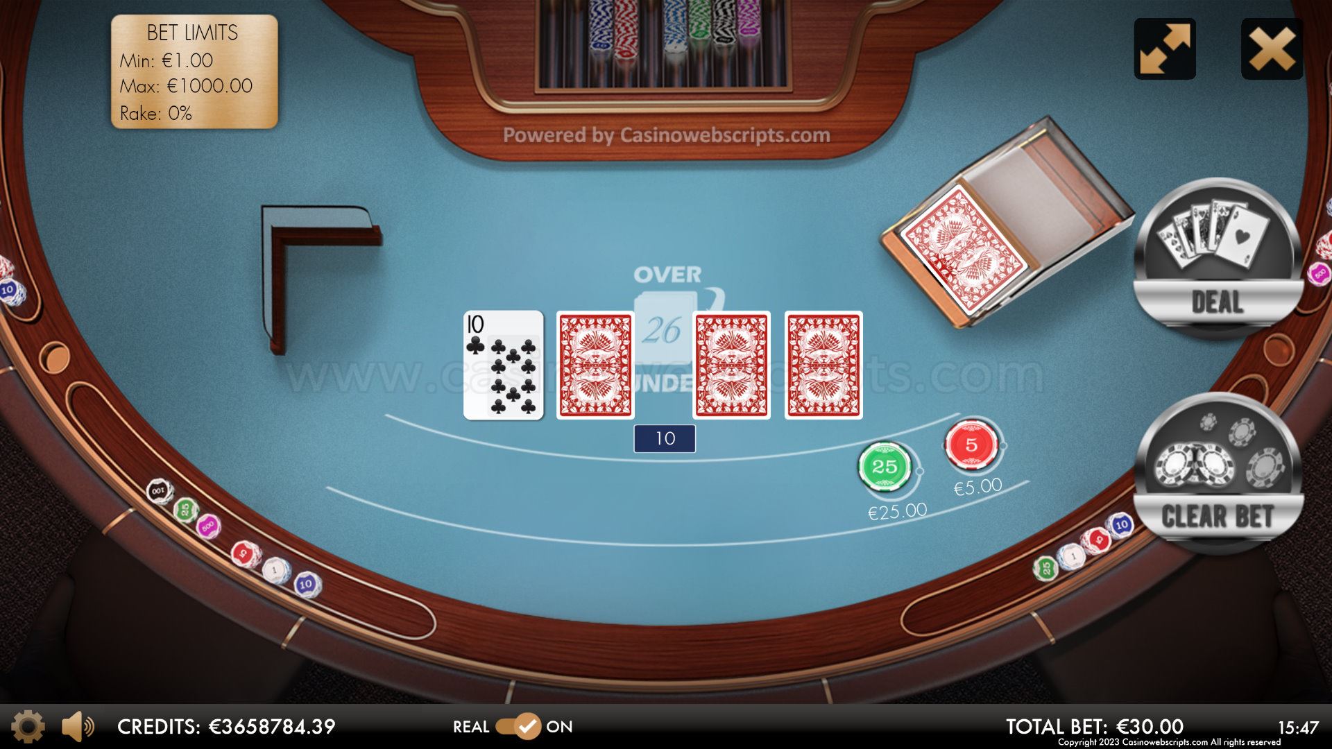 Over or Under 26 4Card Joker Deluxe HTML5 Mobile and PC - Preview