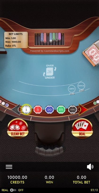 Over or Under 26 4Card Joker Deluxe HTML5 Mobile and PC — portrait