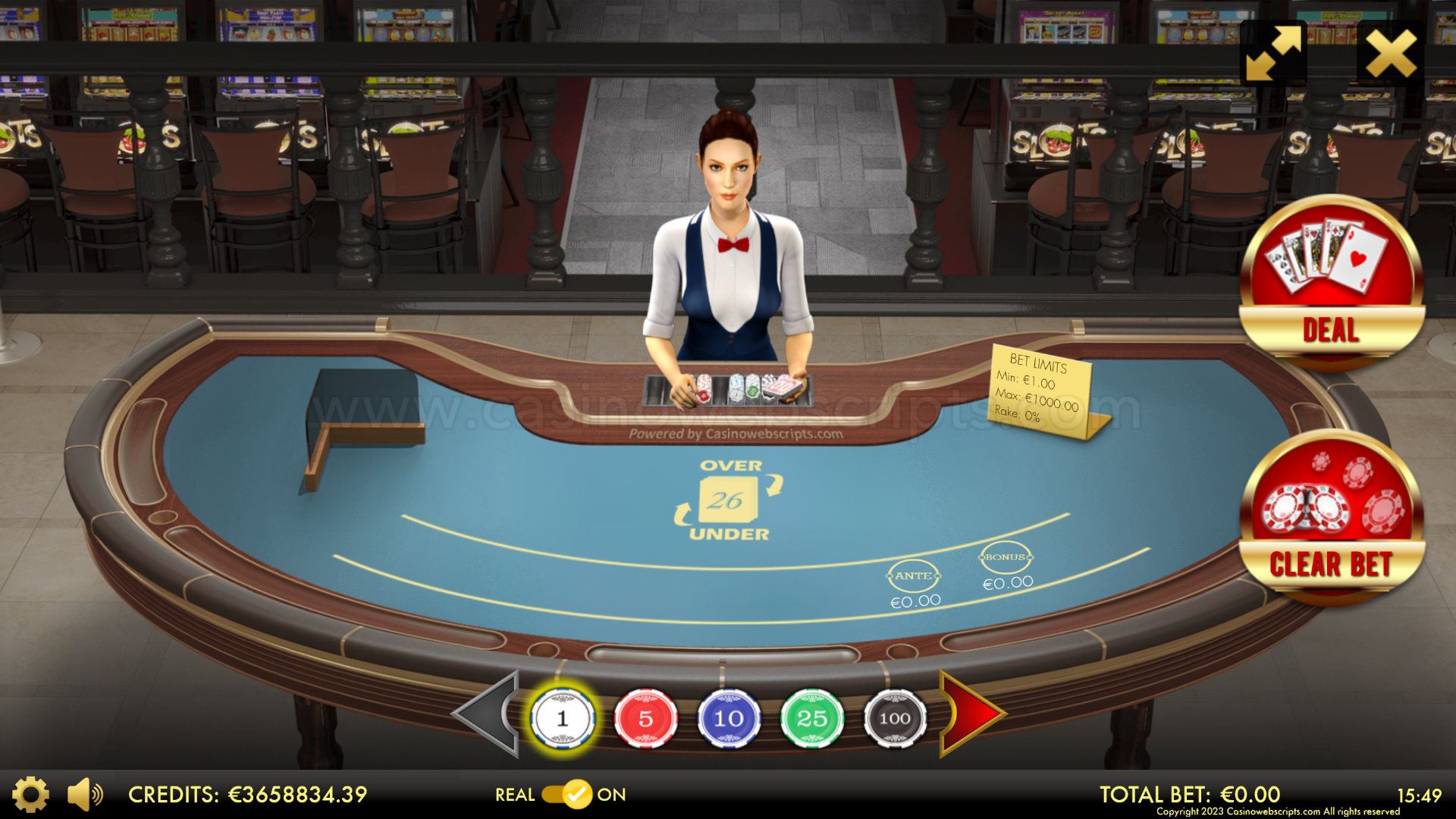 Over or Under 26 Joker 4Card 3D Dealer Deluxe HTML5 Mobile and PC - Preview