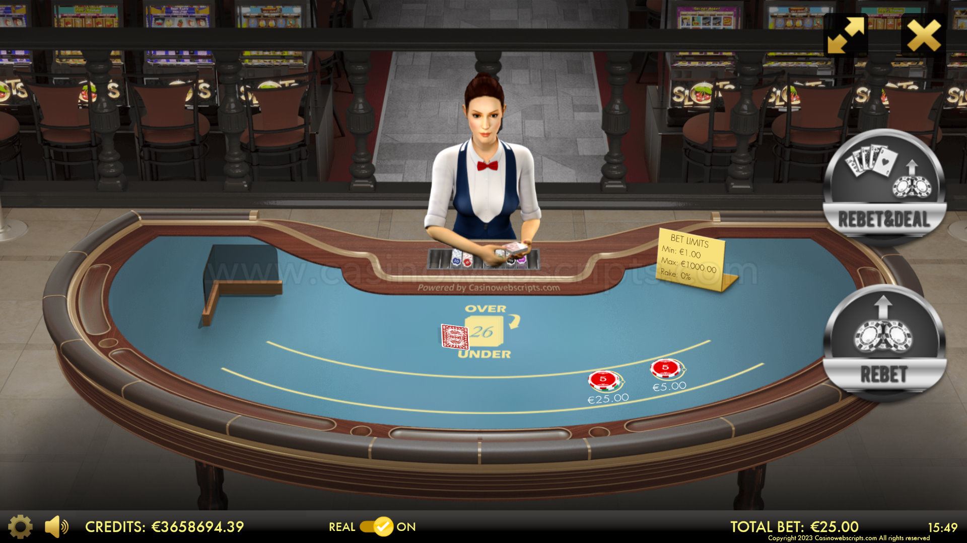 Over or Under 26 Joker 4Card 3D Dealer Deluxe HTML5 Mobile and PC - Preview