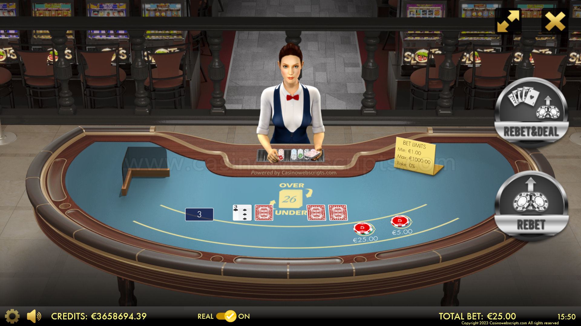 Over or Under 26 Joker 4Card 3D Dealer Deluxe HTML5 Mobile and PC - Preview