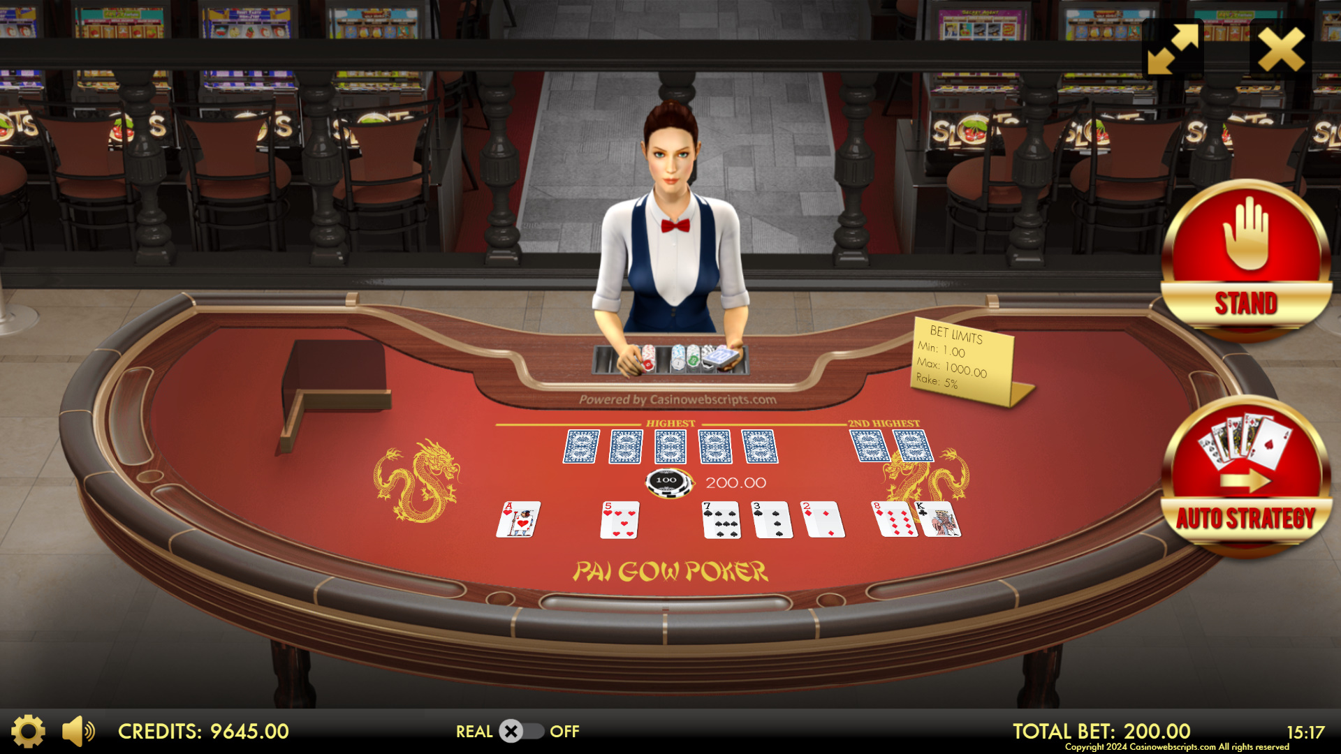 Pai Gow Poker Heads-Up 3D Dealer Deluxe  - Preview