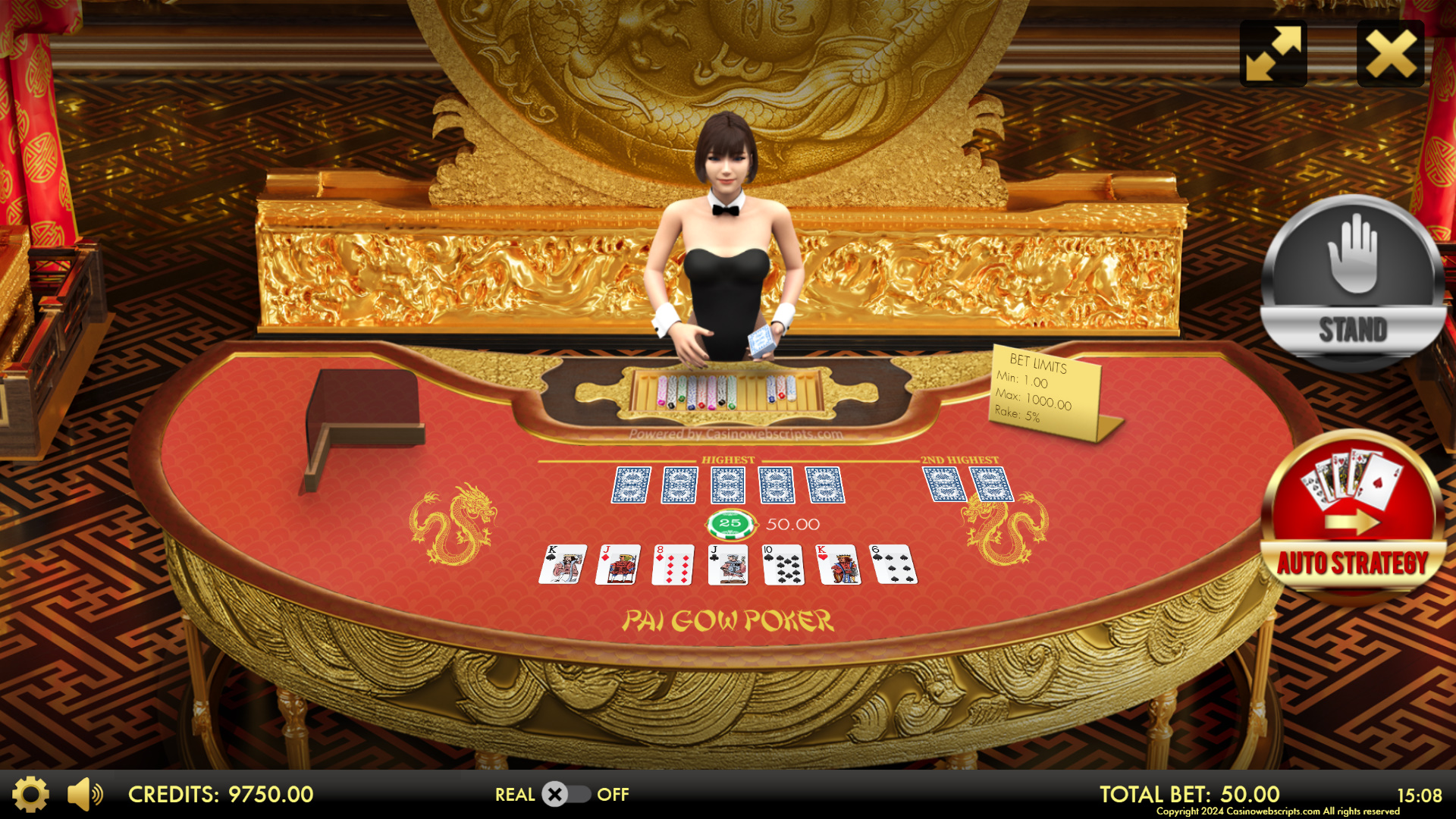 Pai Gow Poker Heads-Up 3D Dragon Edition dealer detail