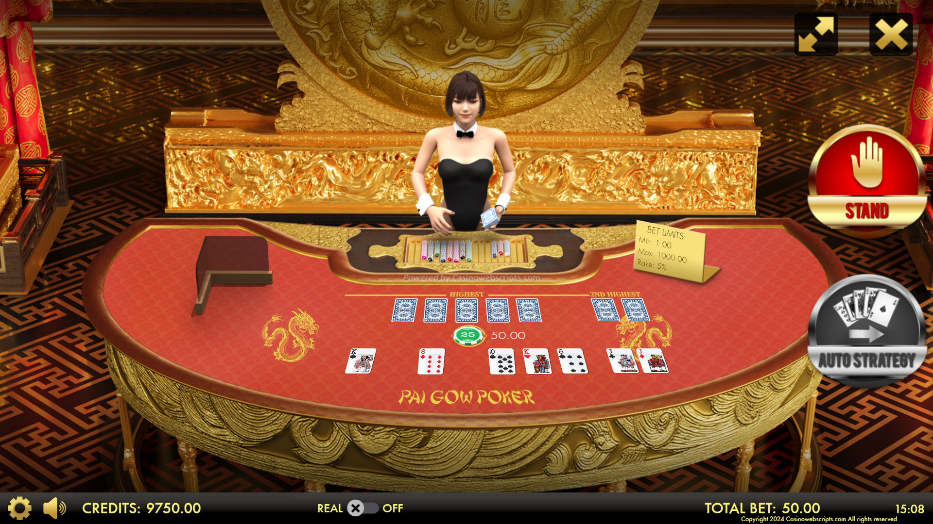 Pai Gow Poker Heads-Up 3D Dragon Edition gameplay
