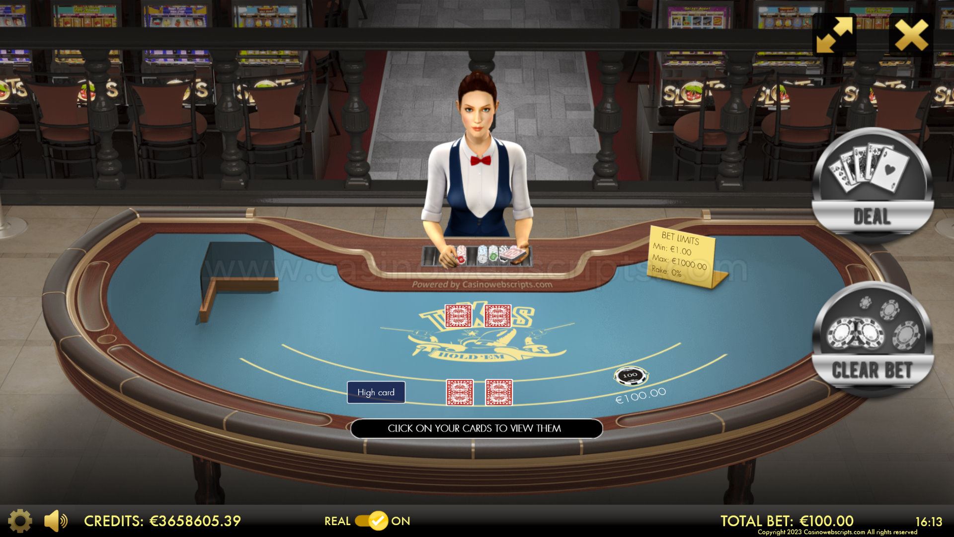 Texas Holdem Heads-Up 3D Dealer Deluxe HTML5 Mobile and PC - Preview