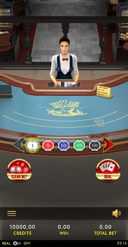 Texas Holdem Heads-Up 3D Dealer Deluxe HTML5 Mobile and PC mobile