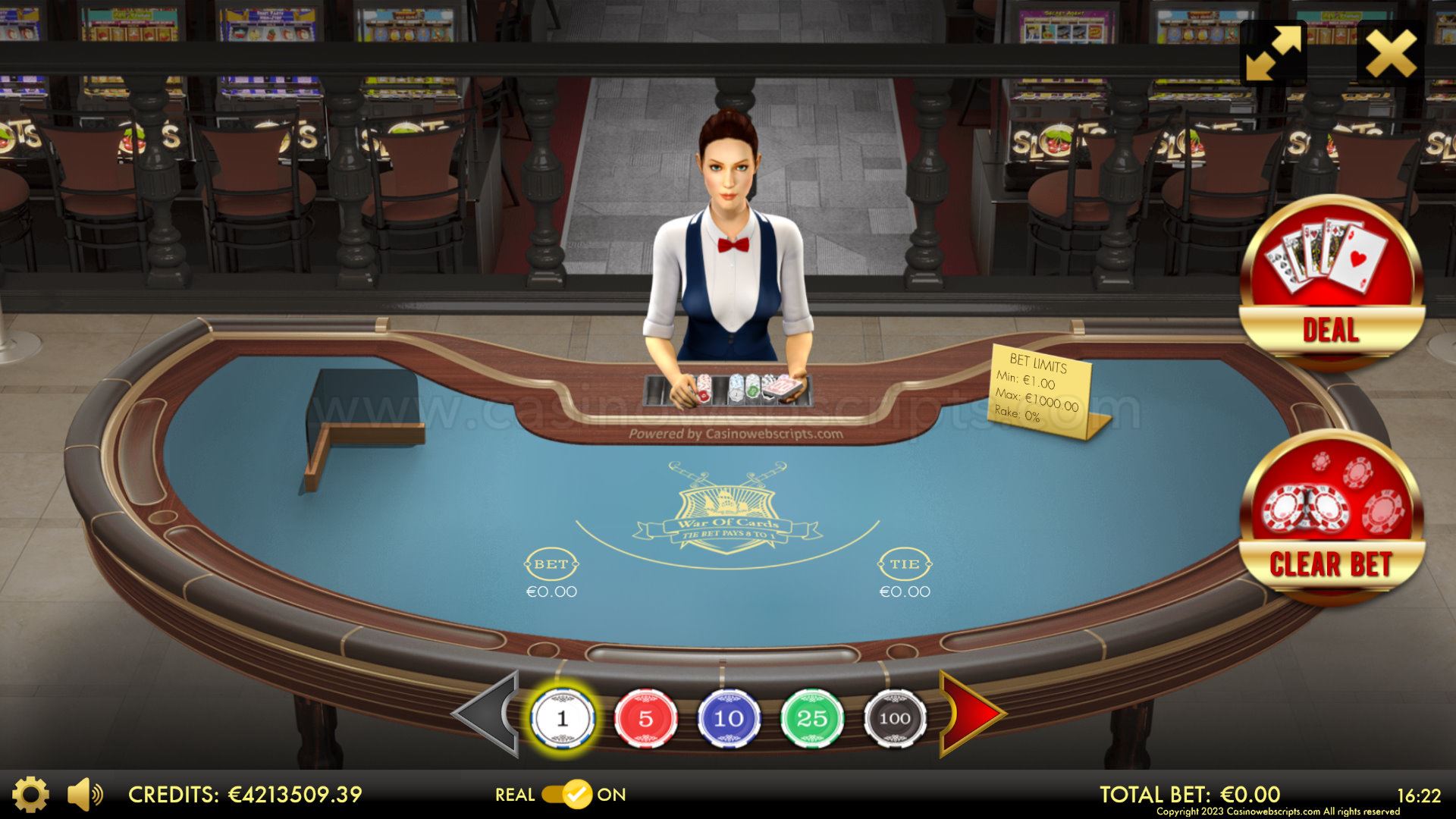 War of Cards 3D Dealer Deluxe HTML5 Mobile and PC - Preview