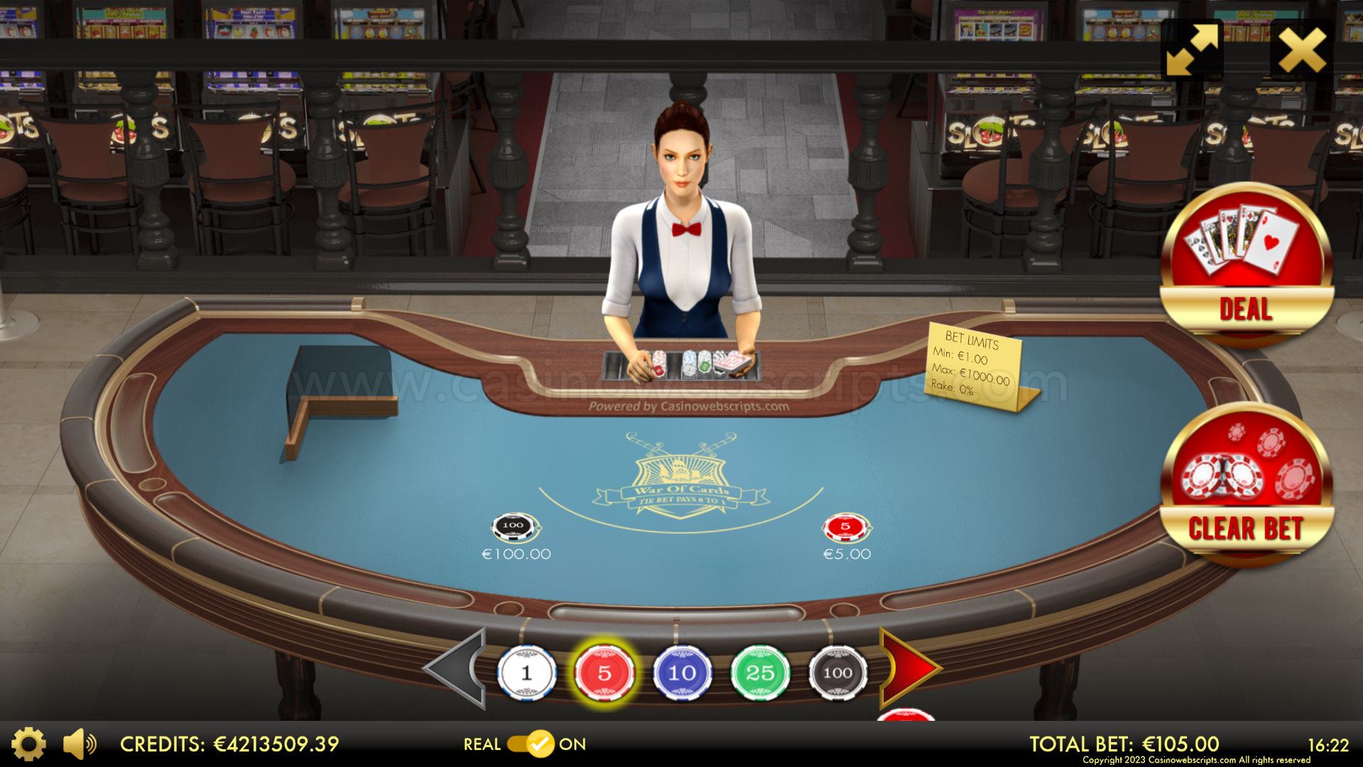War of Cards 3D Dealer Deluxe HTML5 Mobile and PC - Preview