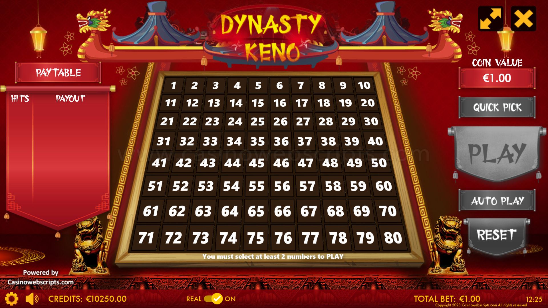 Dynasty Keno 80 Mobile and PC - Preview