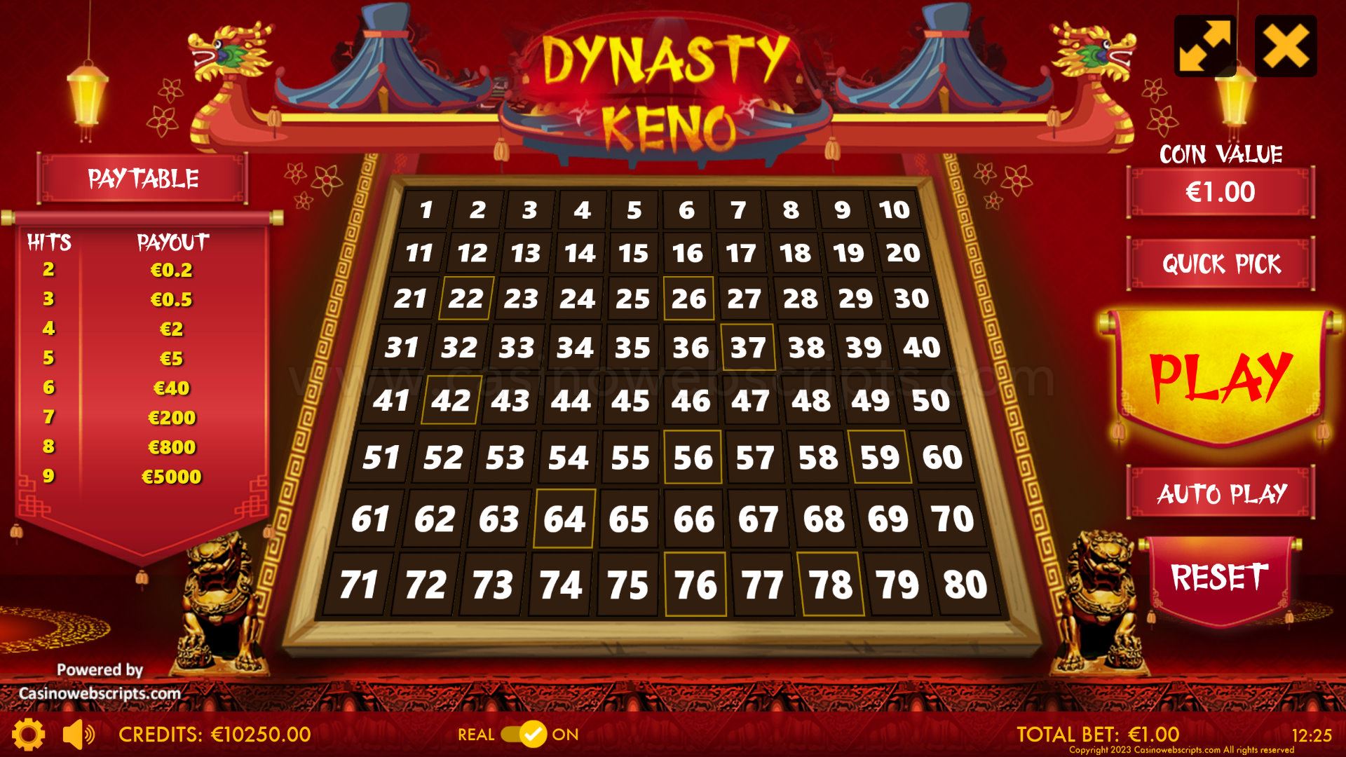 Dynasty Keno 80 Mobile and PC - Preview
