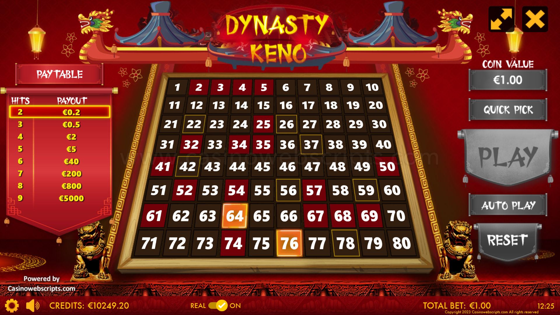Dynasty Keno 80 Mobile and PC - Preview