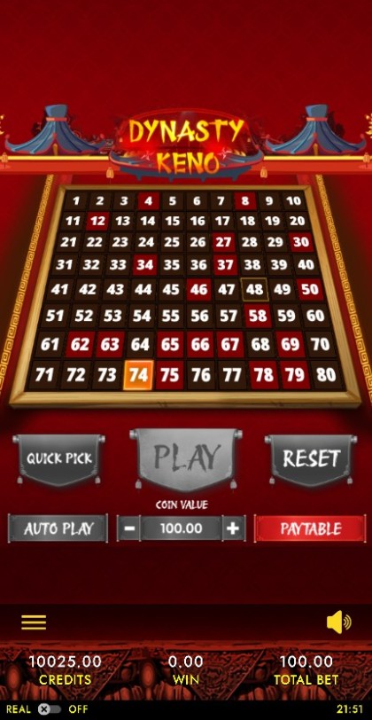 Dynasty Keno 80 Mobile and PC mobile