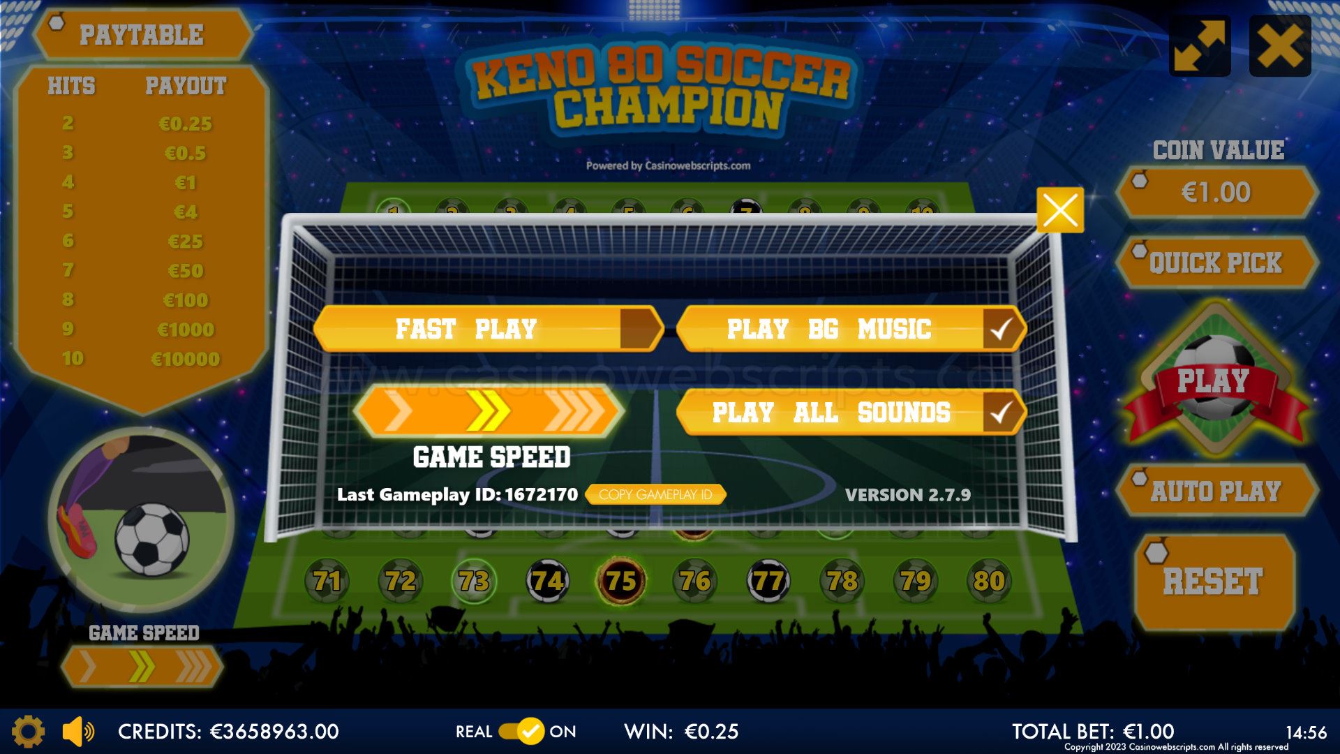 Keno 80 Soccer Champion Mobile and PC - Preview
