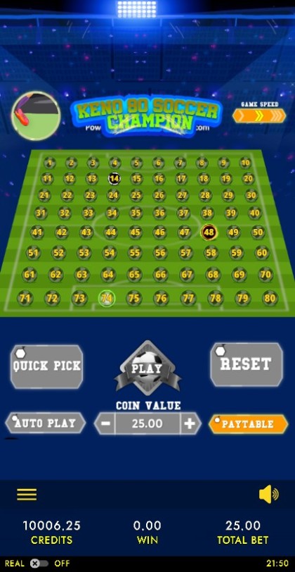 Keno 80 Soccer Champion Mobile and PC mobile
