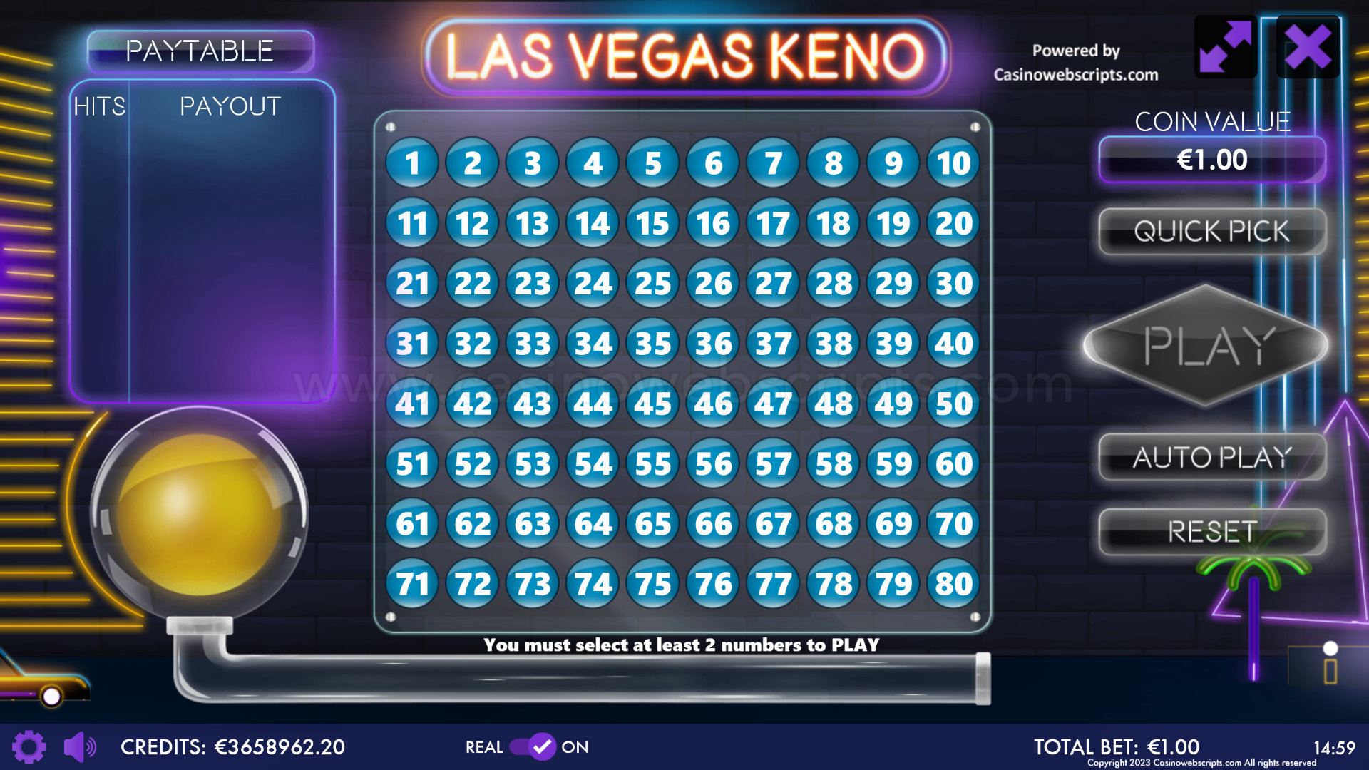 Las Vegas Keno 80 Mobile and PC - Preview