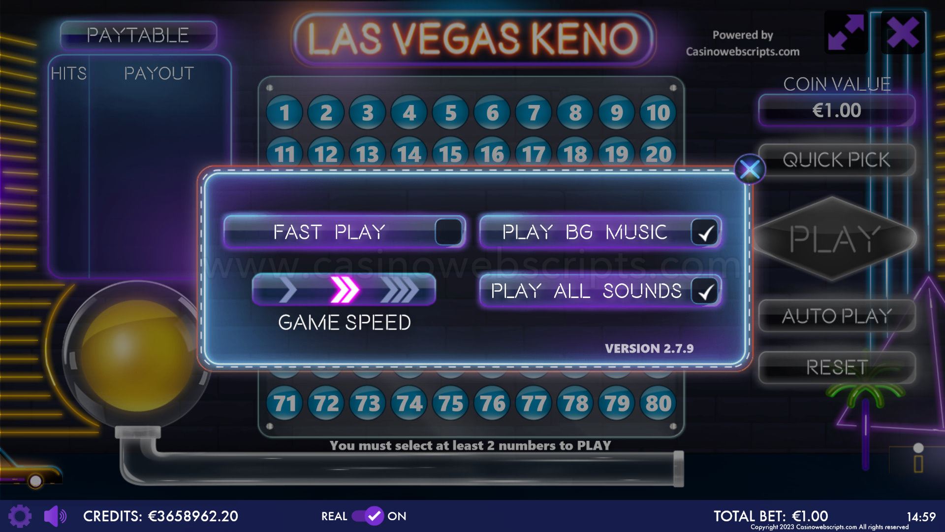 Las Vegas Keno 80 Mobile and PC - Preview