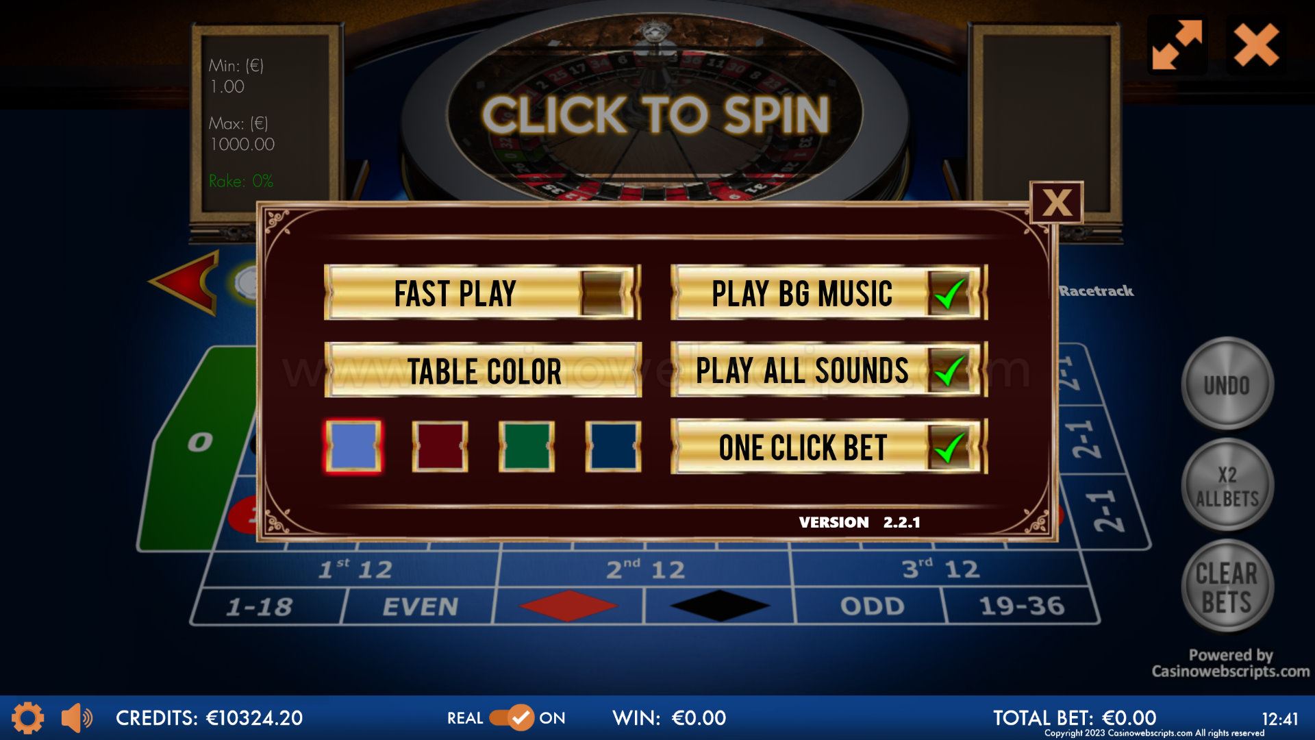 European Roulette 3D Advanced - Mobile and PC - Preview