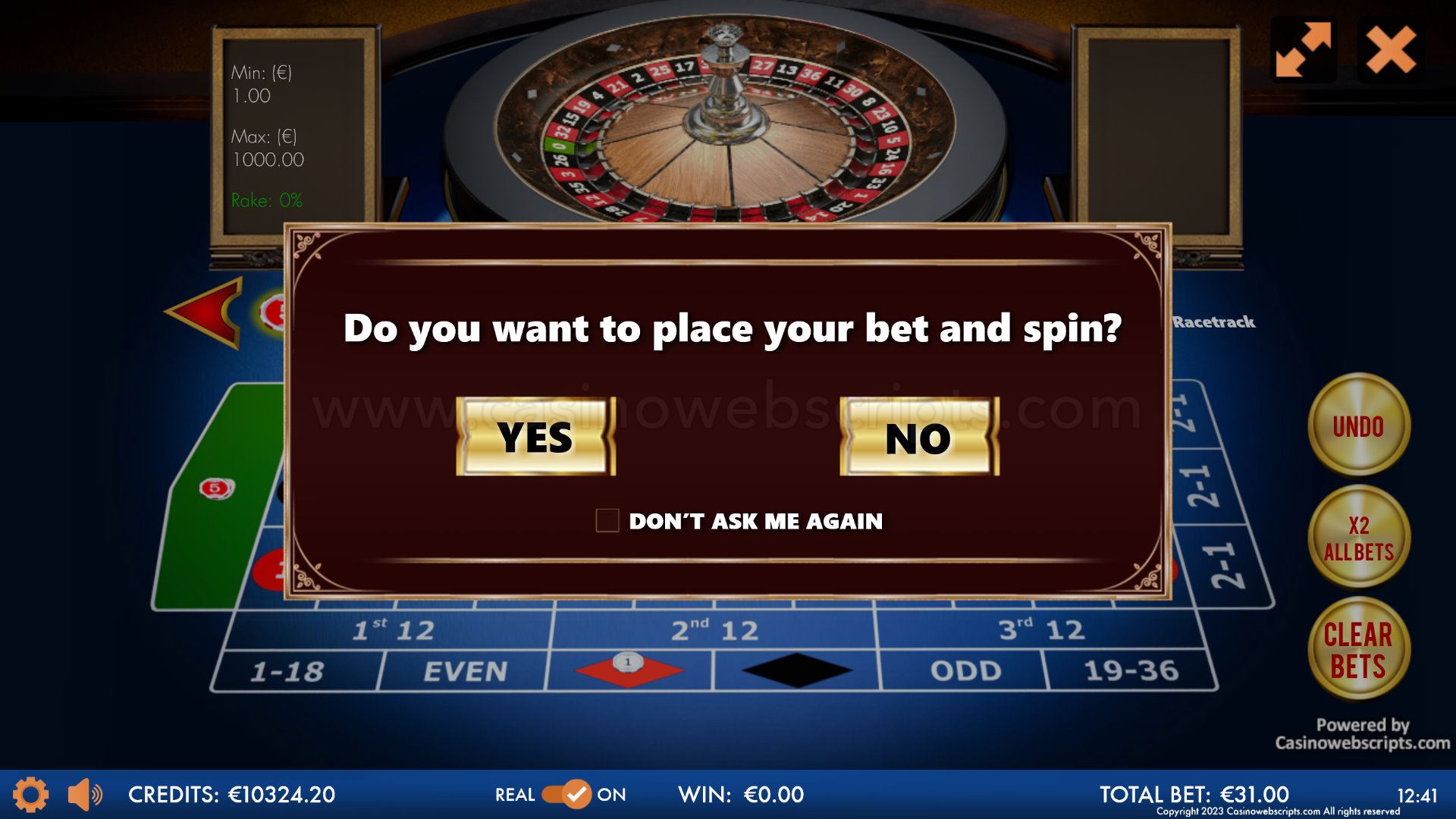 European Roulette 3D Advanced - Mobile and PC - Preview
