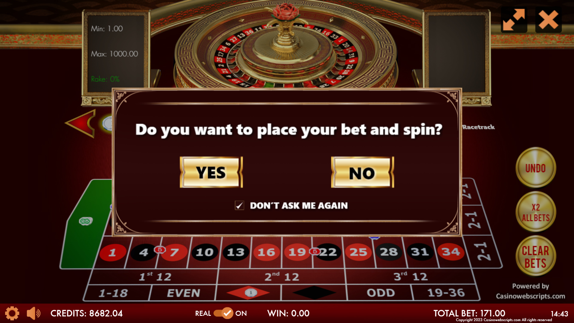 European Roulette 3D - Imperial Rose Edition - Preview