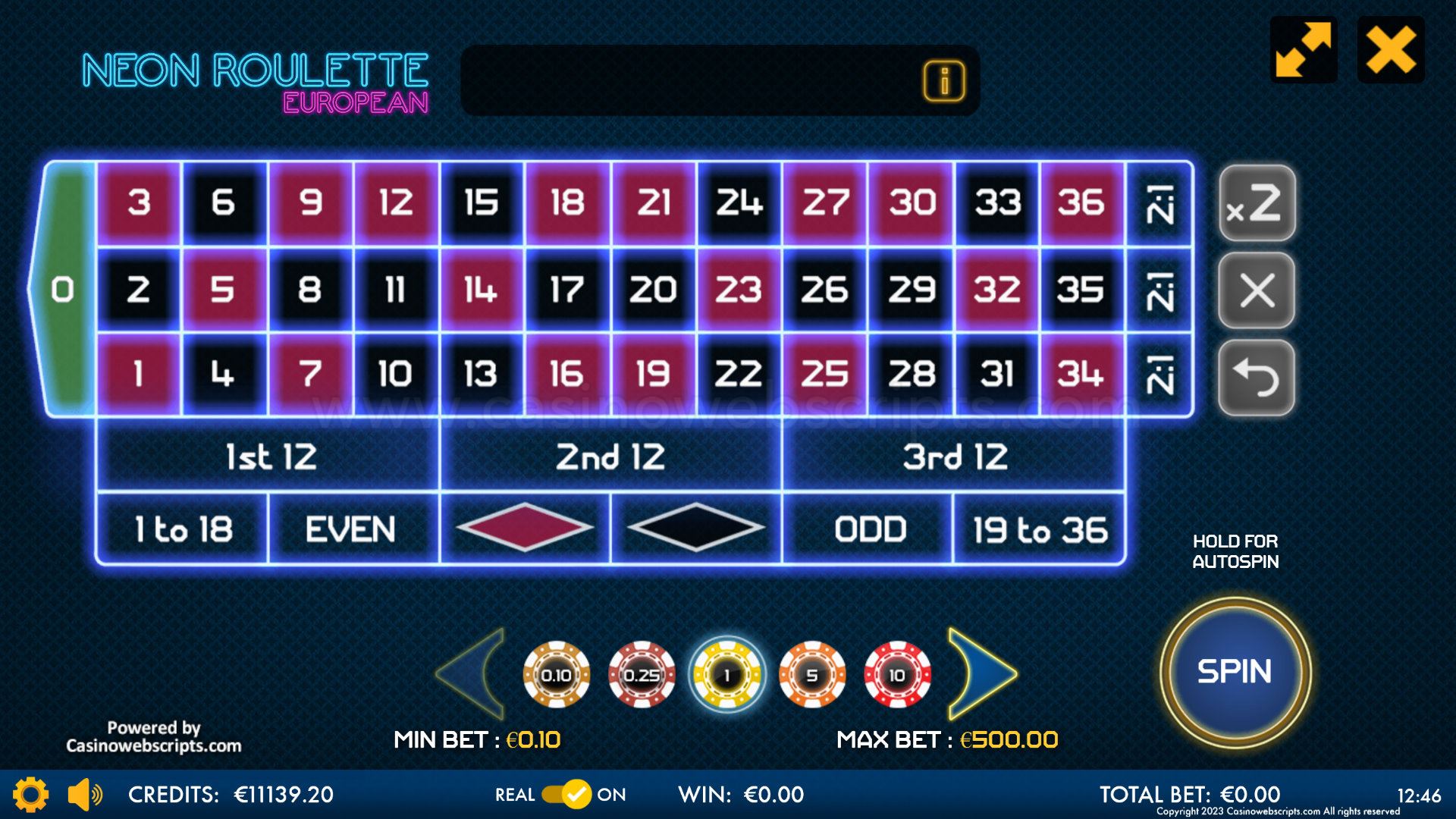 European Roulette Neon Lights - Mobile and PC - Preview