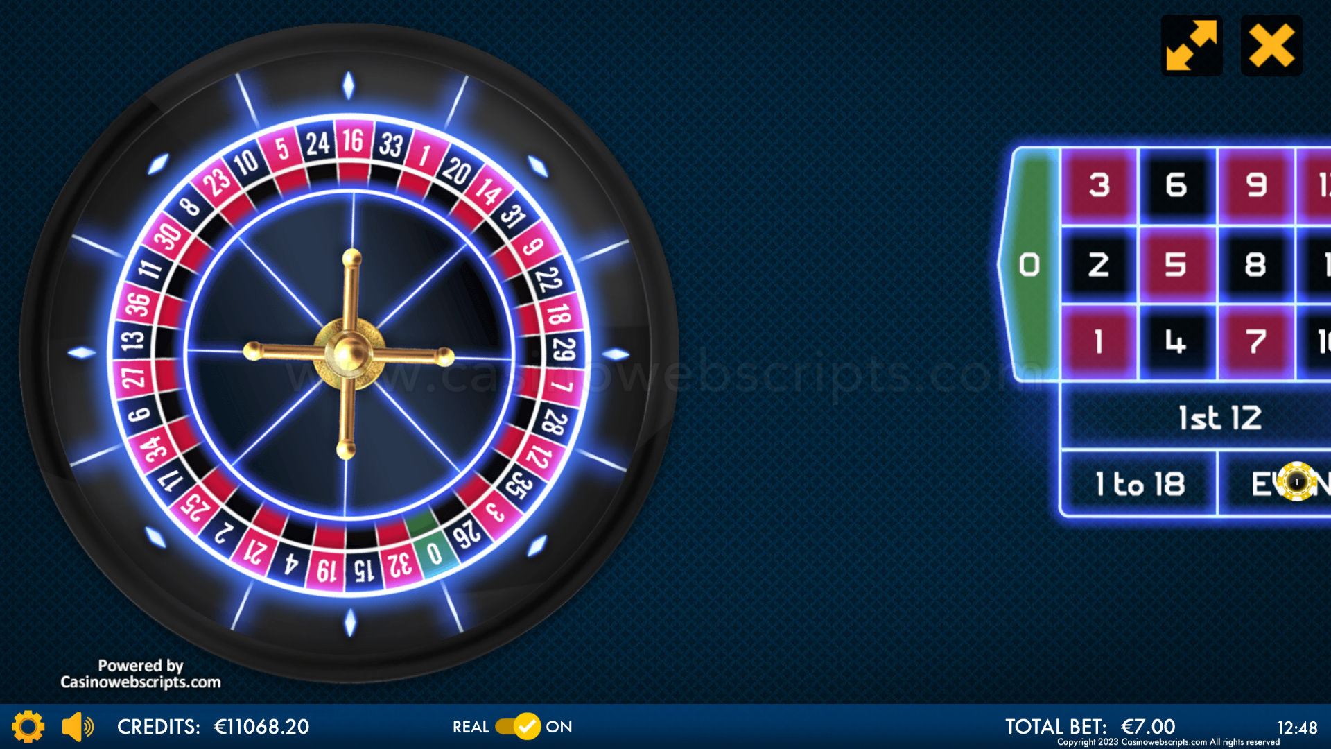 European Roulette Neon Lights - Mobile and PC - Preview