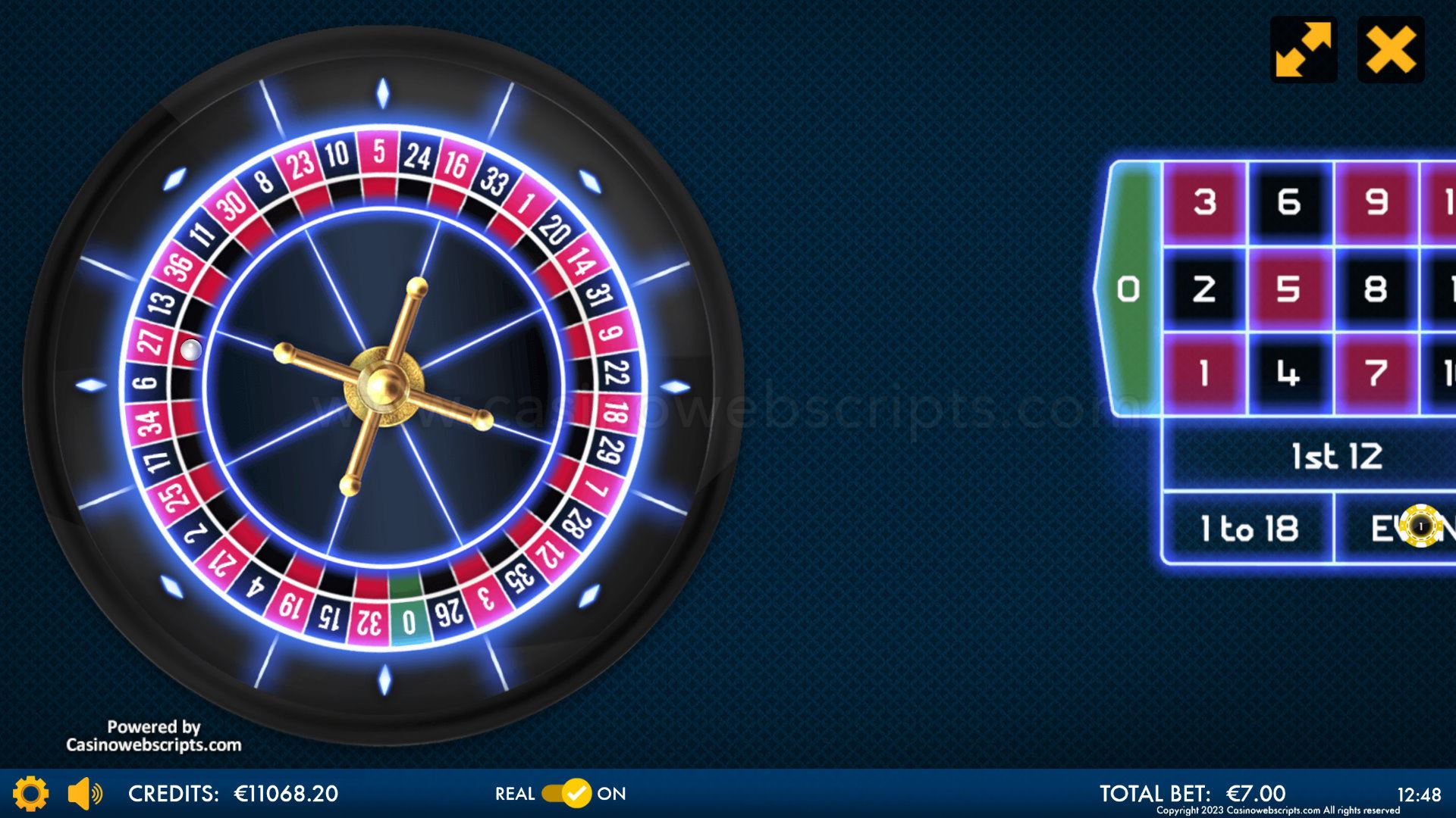 European Roulette Neon Lights - Mobile and PC - Preview