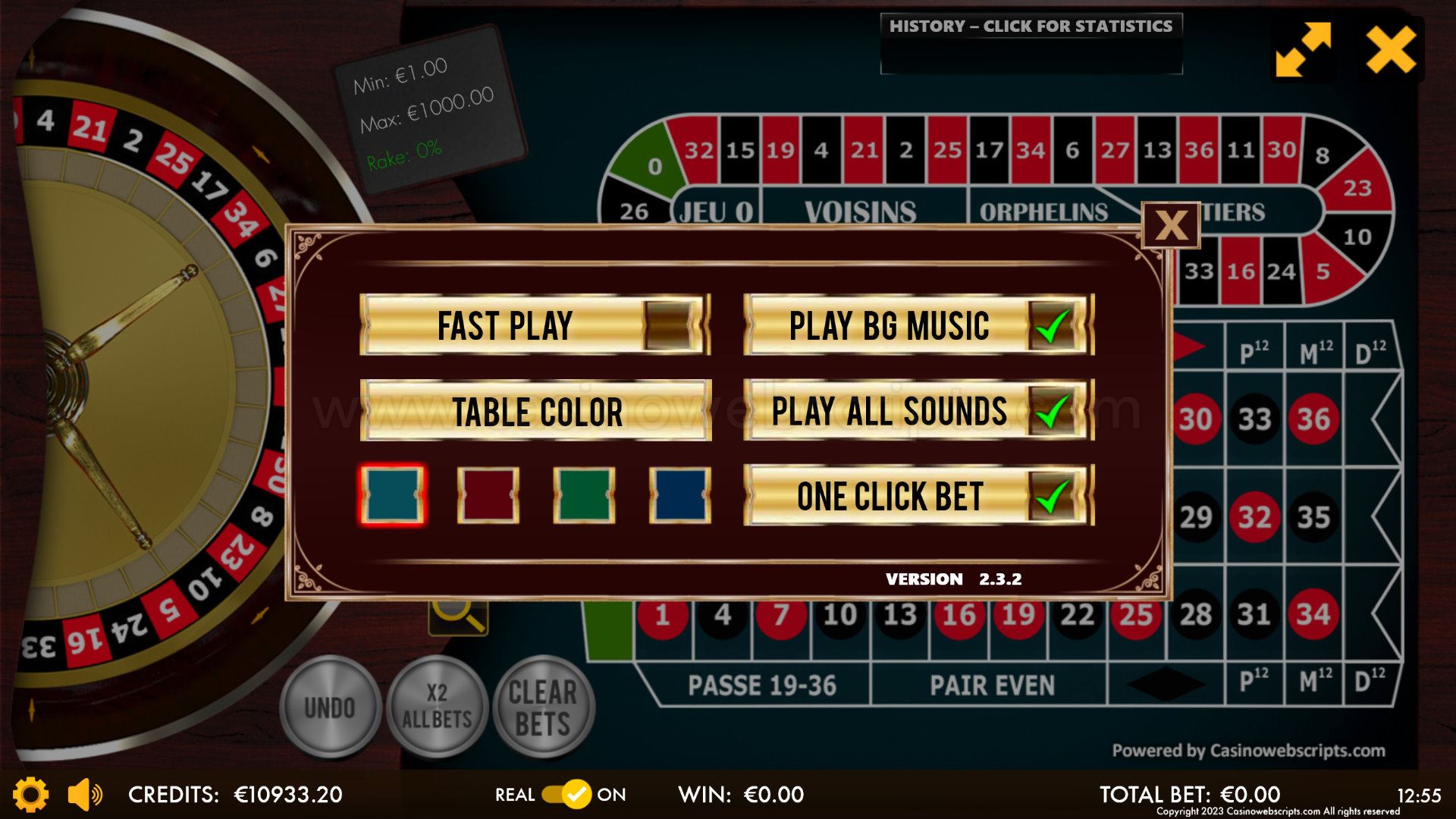 French Roulette 2D Advanced - Mobile and PC - Preview