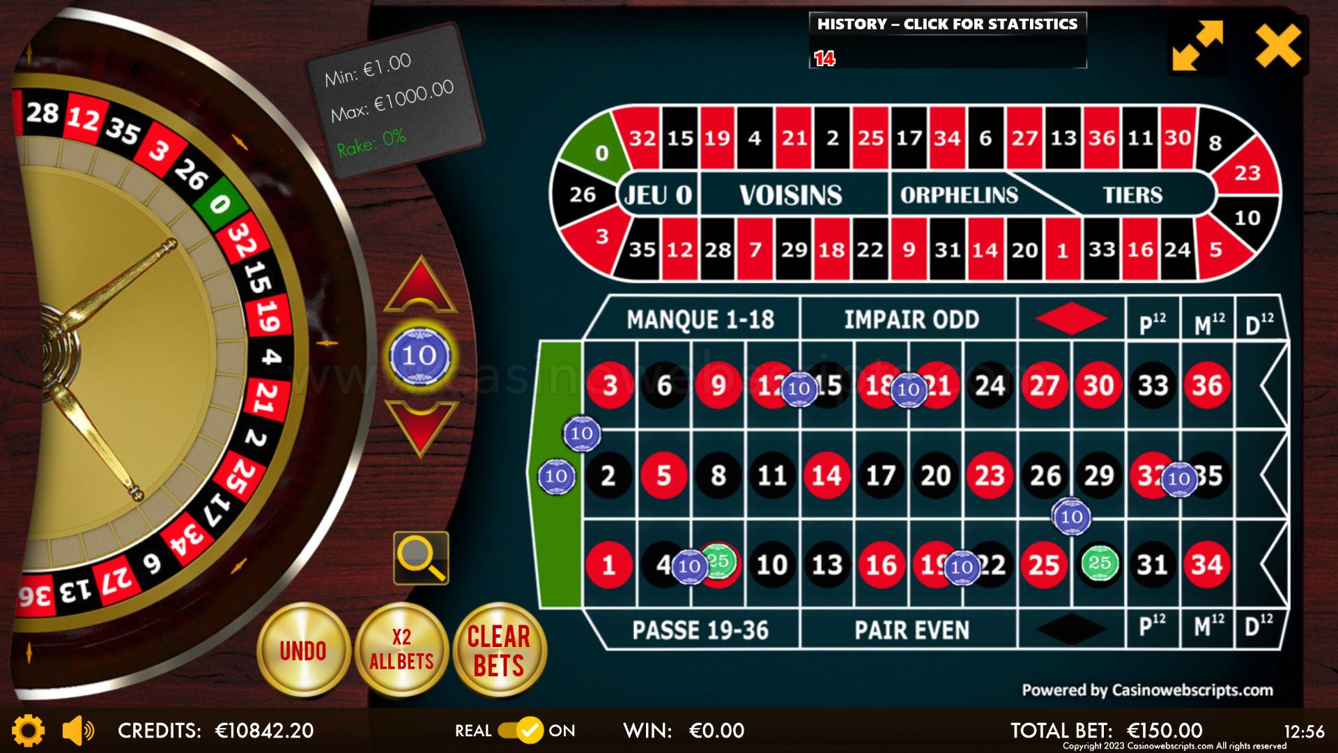 French Roulette 2D Advanced - Mobile and PC - Preview
