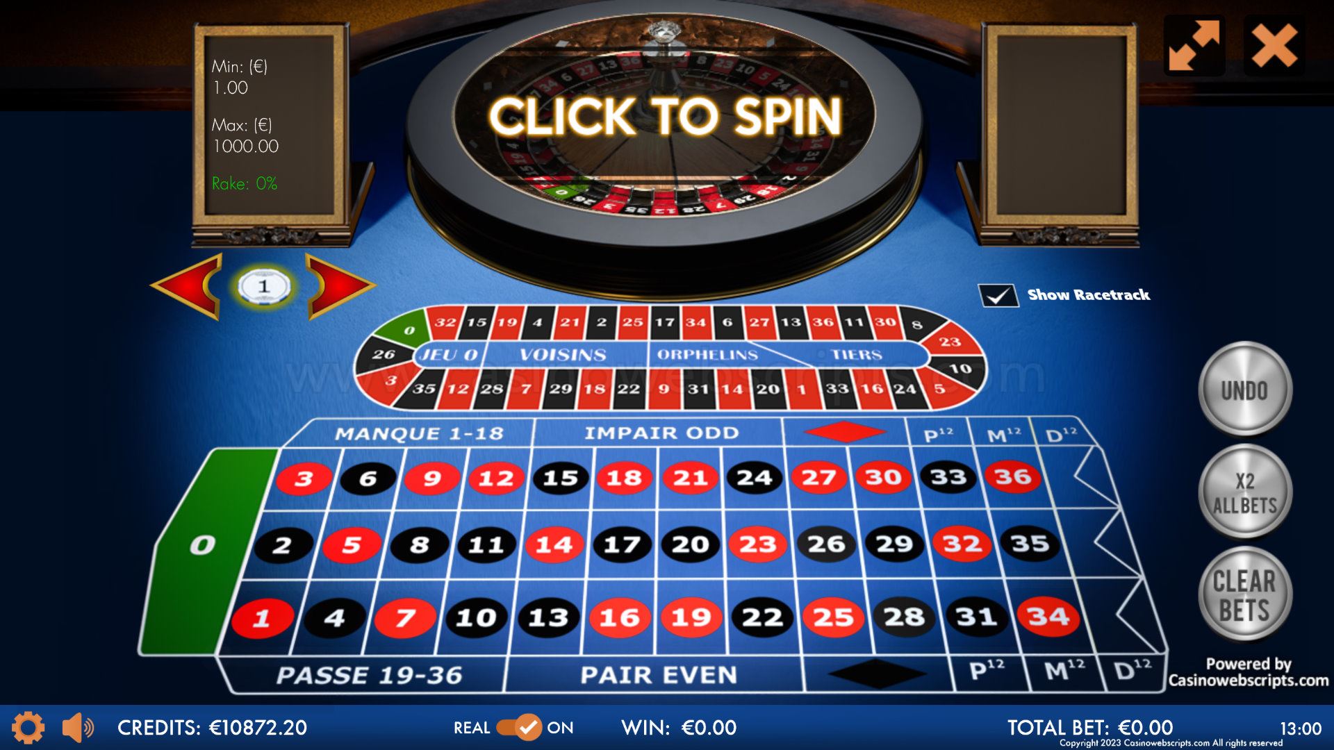 French Roulette 3D Advanced - Mobile and PC - Preview